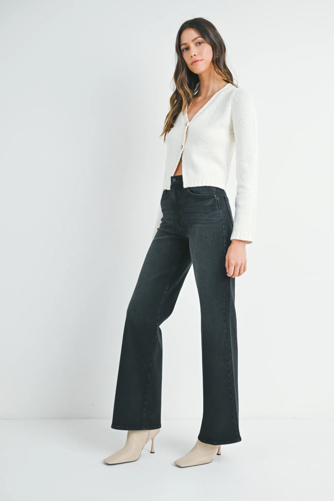 Black High Rise Wide Leg Jeans