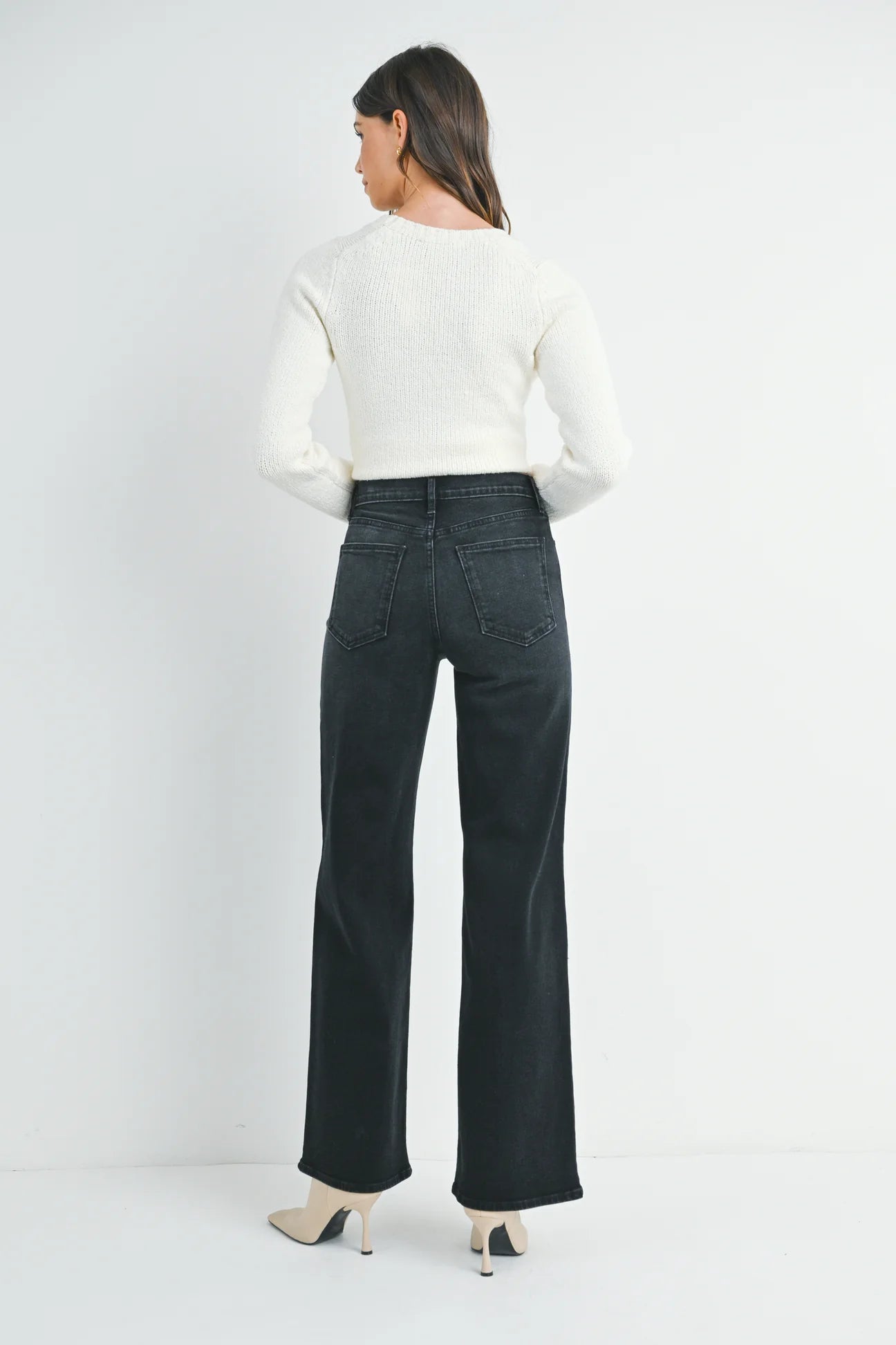 Black High Rise Wide Leg Jeans