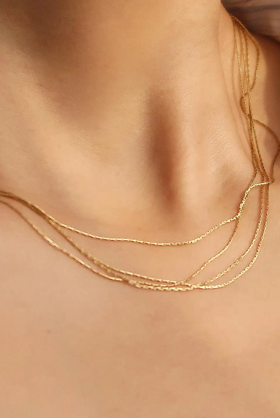 Rose & Lee Co Palisse Layered Dainty Chain Necklace, 18k Gold Necklaces