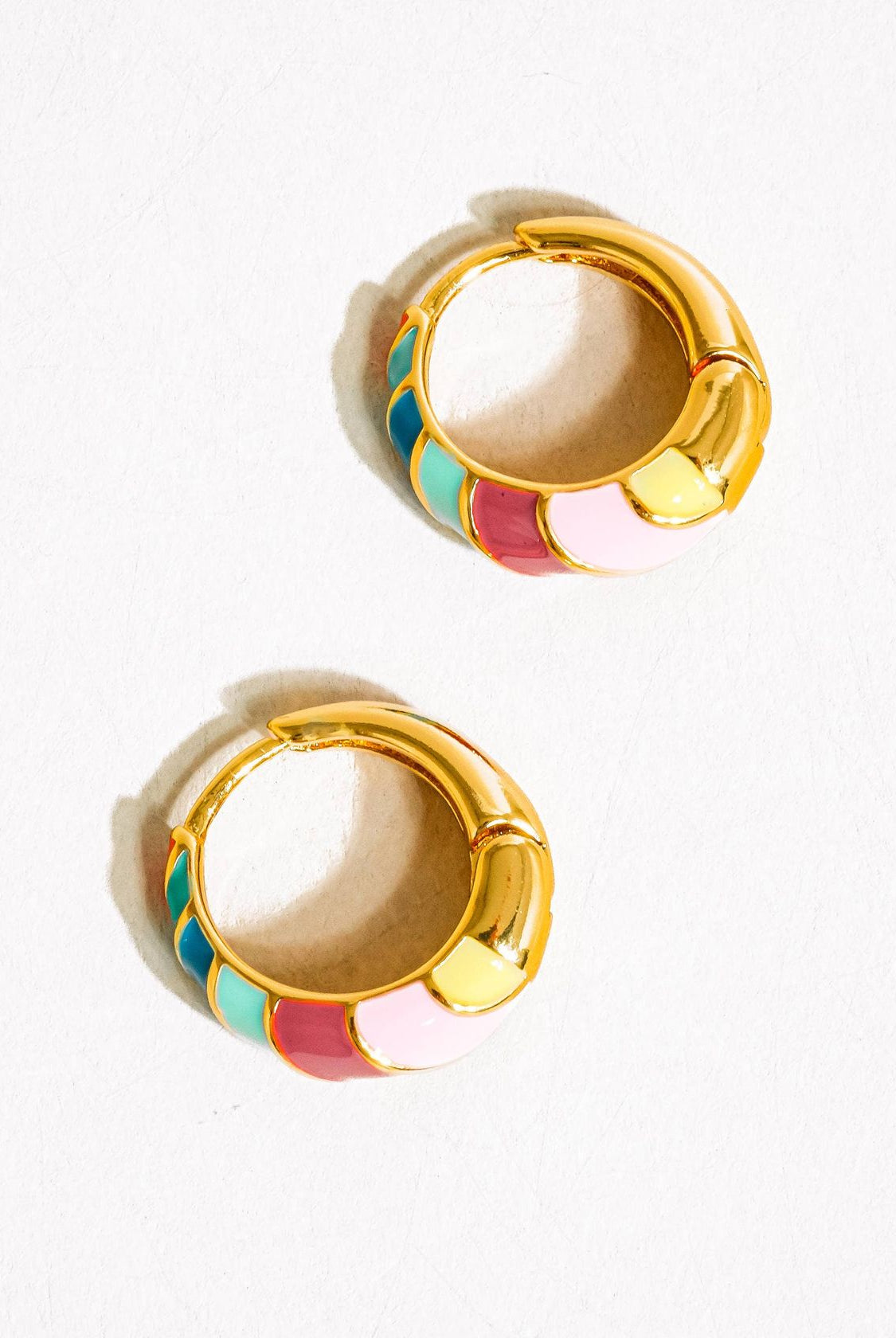 Rose & Lee Co Paloma Colorful Striped Hoop Earrings, 18k Gold Earrings