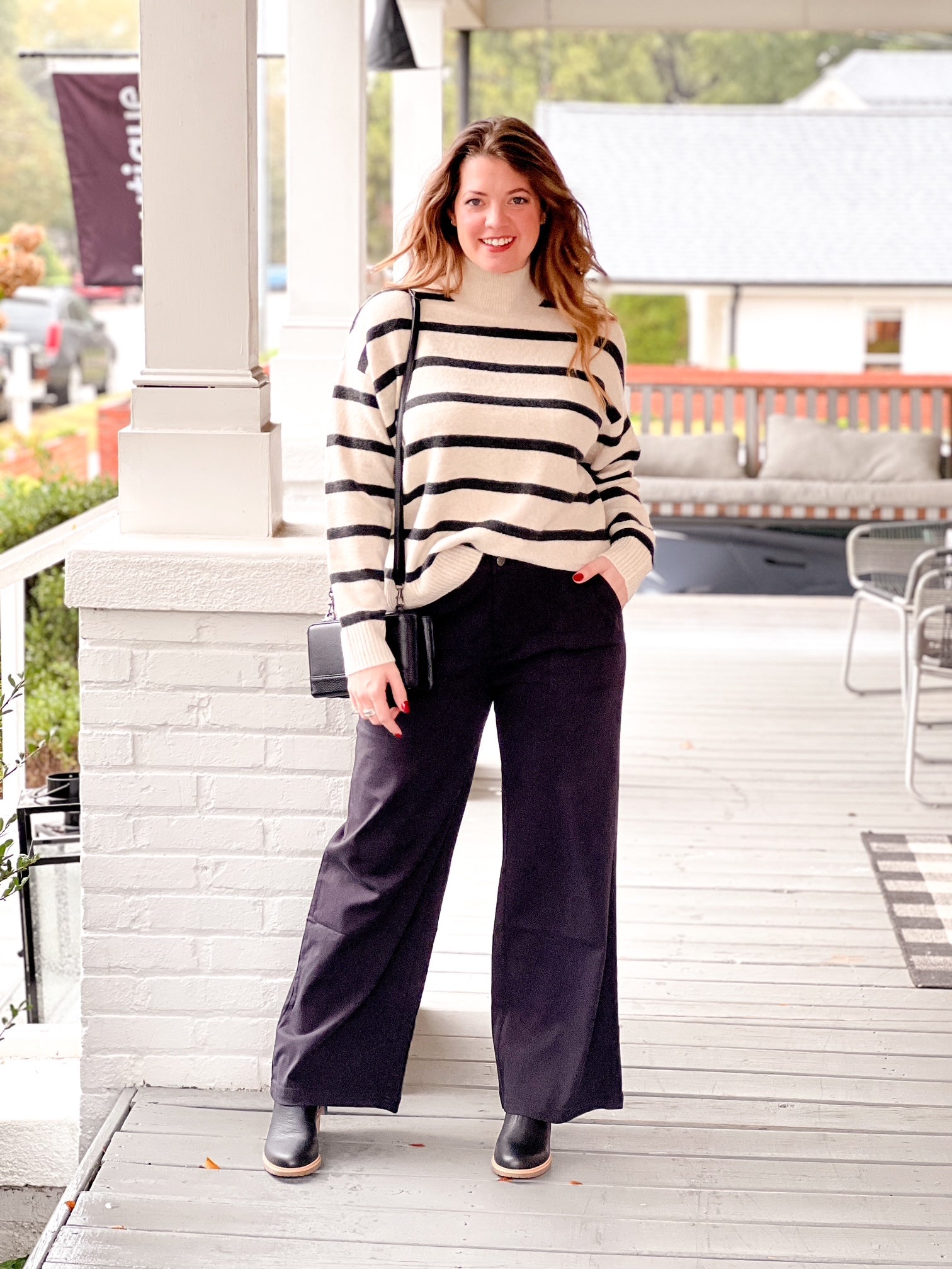 Black Wide Leg Twill Pants