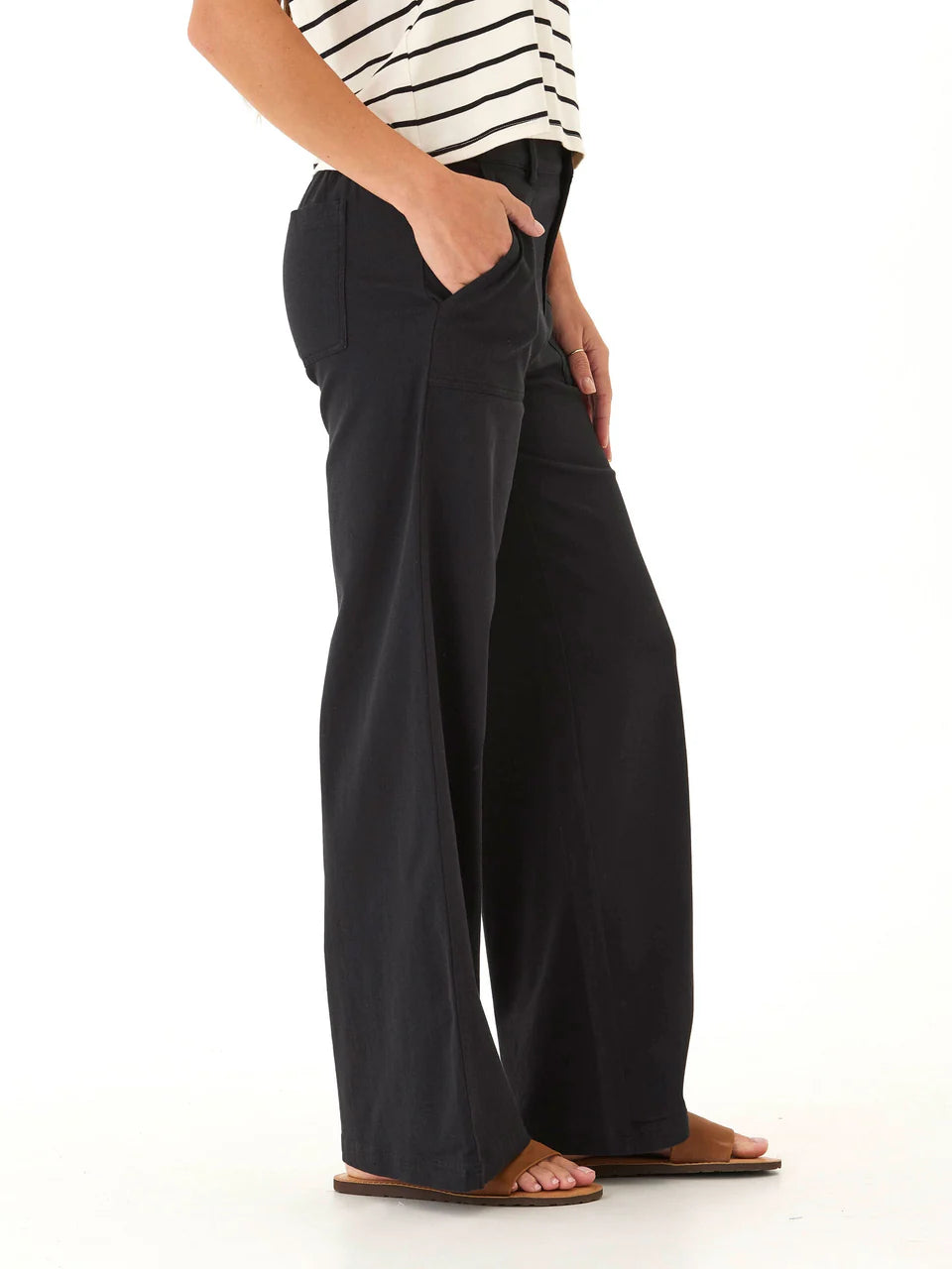 Black Wide Leg Twill Pants