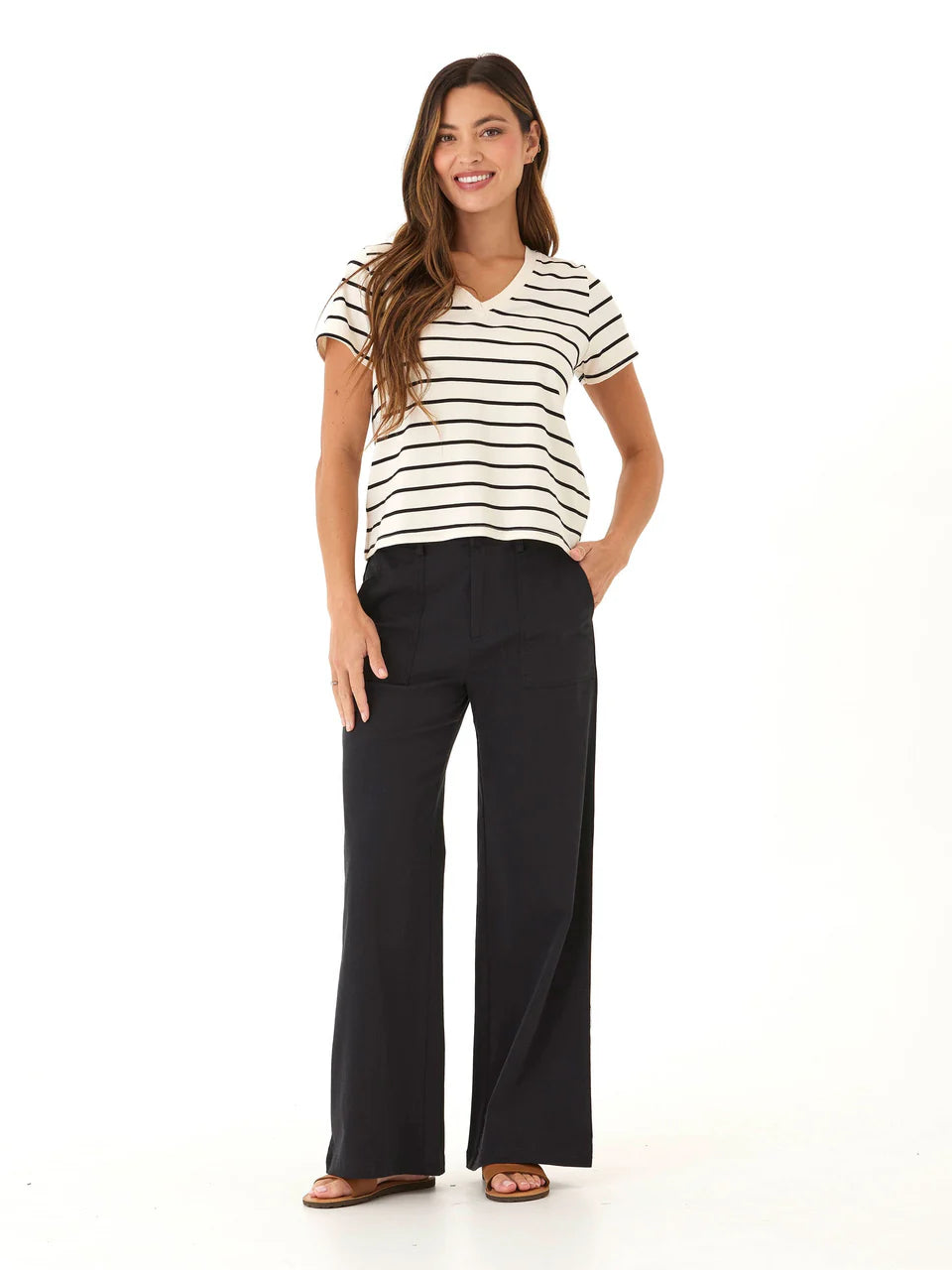 Black Wide Leg Twill Pants