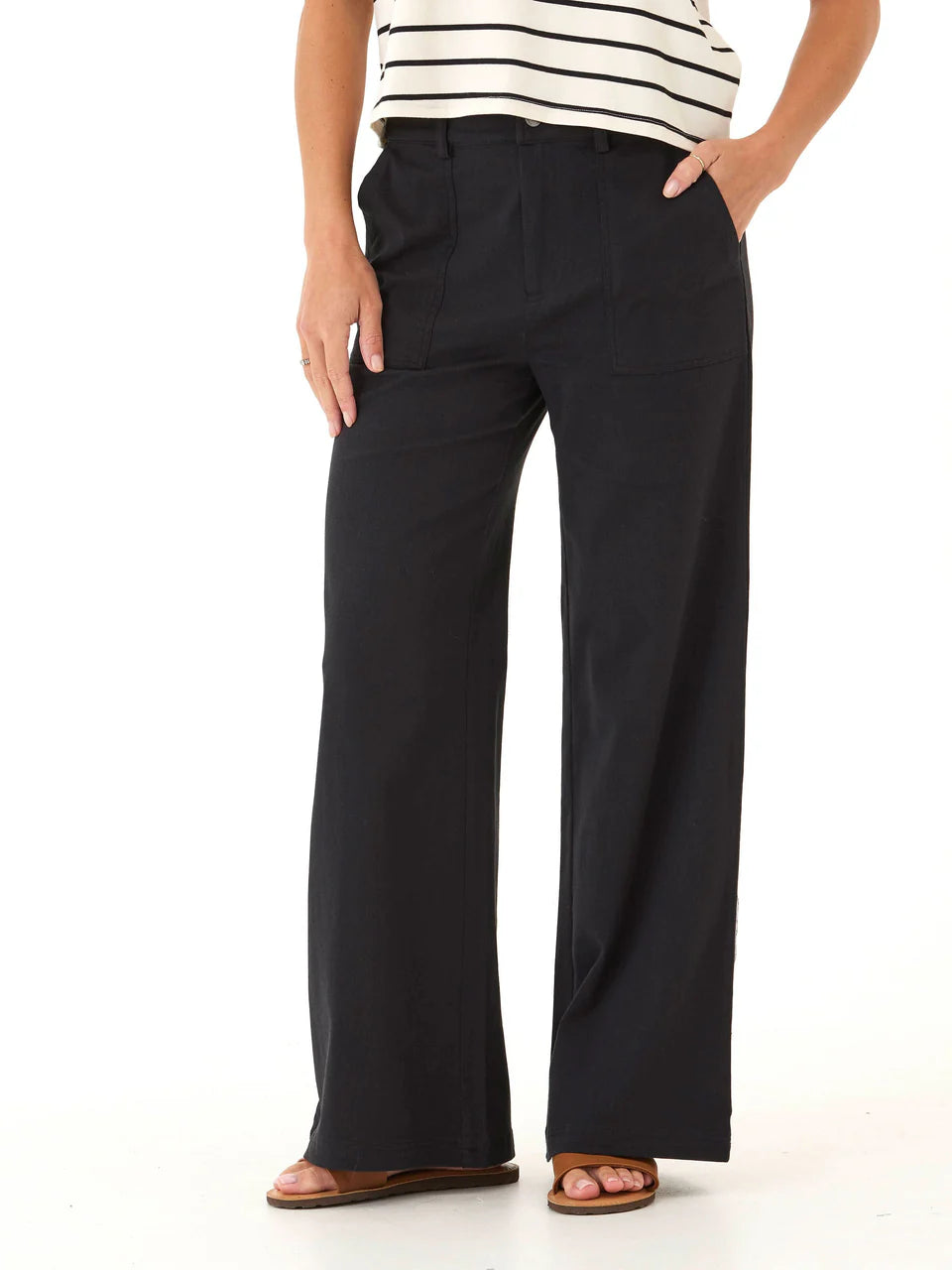 Black Wide Leg Twill Pants