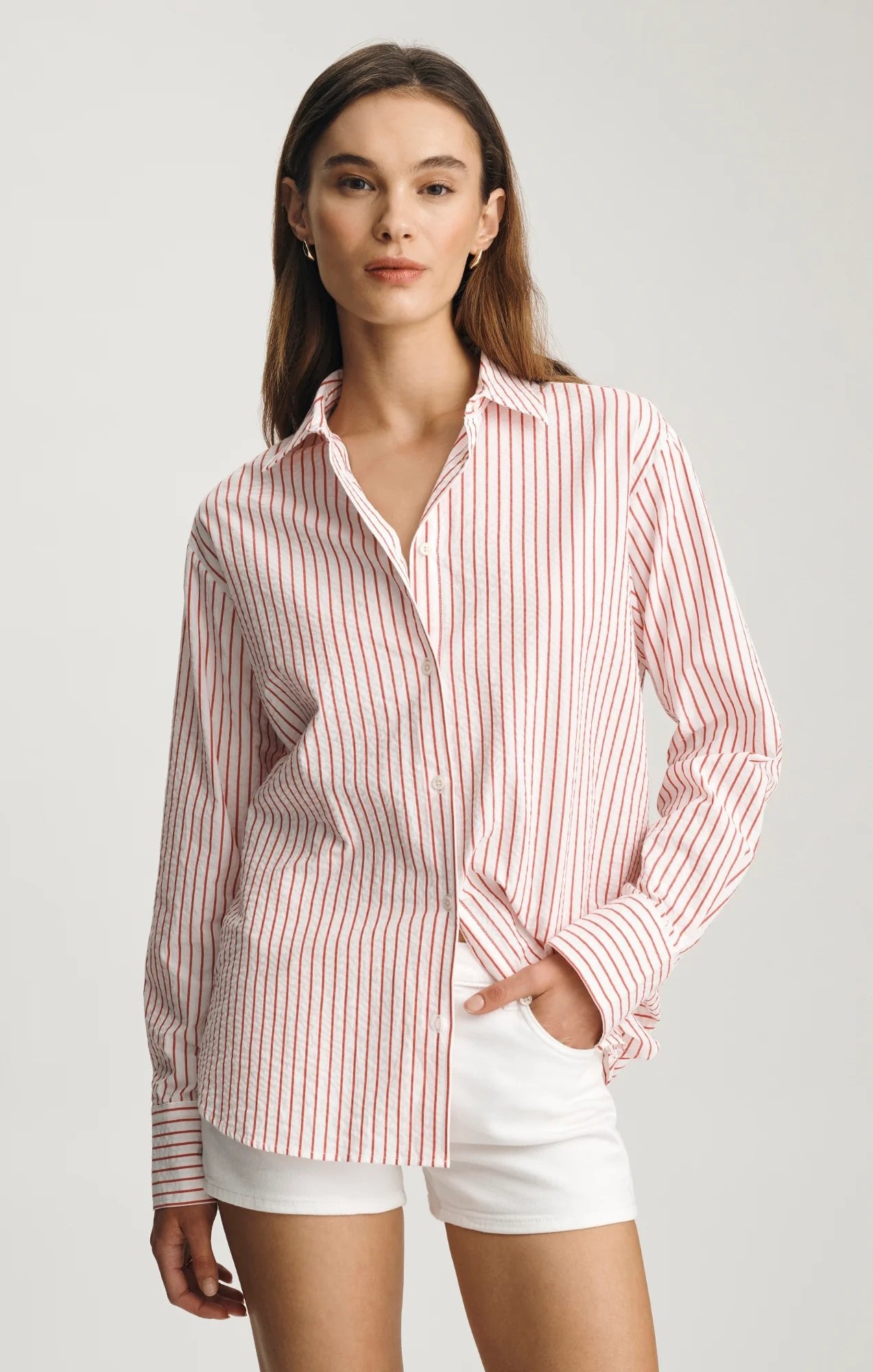 Rose & Lee Co Paris Top, Red Stripe by Mavi Jeans Long Sleeve
