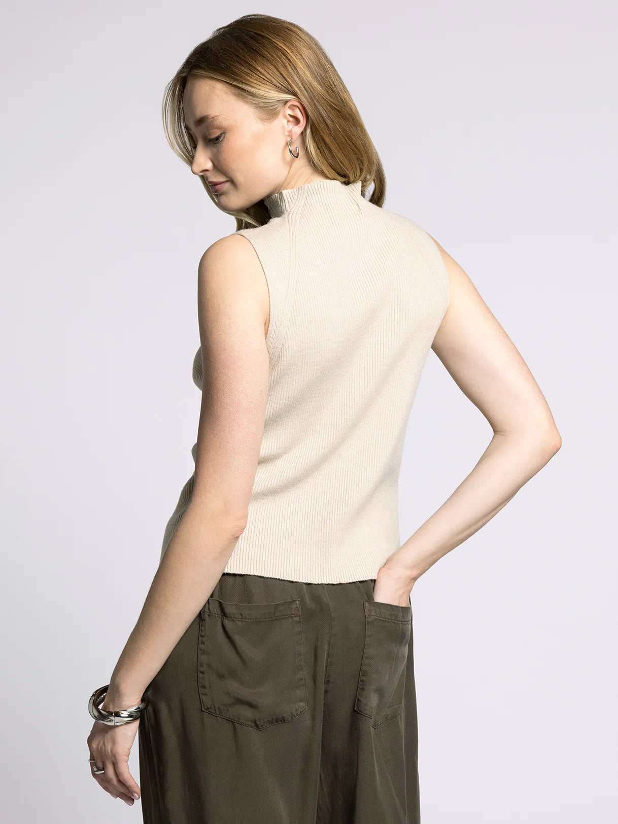 Sleeveless Mock Neckline Sweater Tank Top