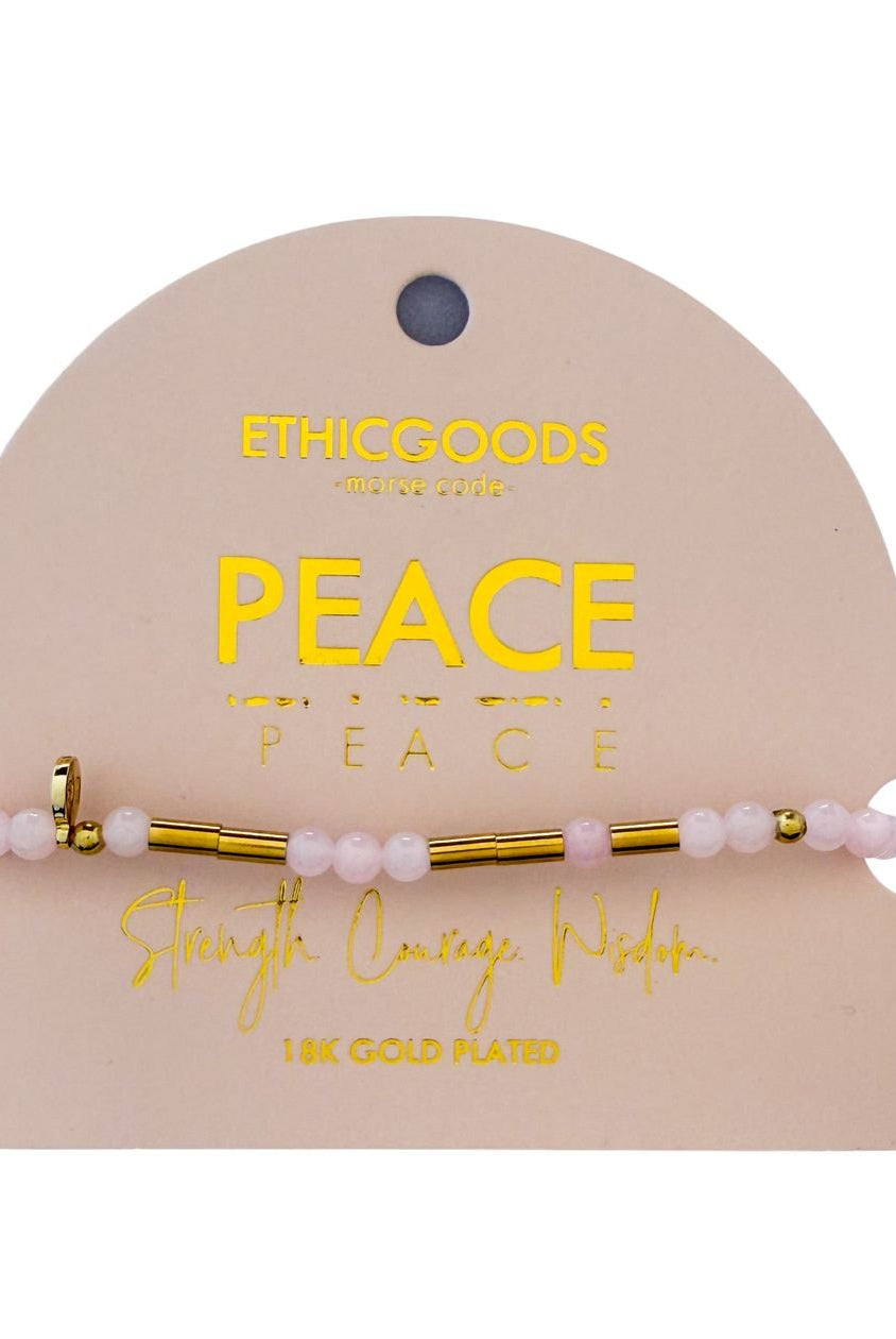 Rose & Lee Co Morse Code Pearl & Stone Beaded Bracelet, Peace Bracelets