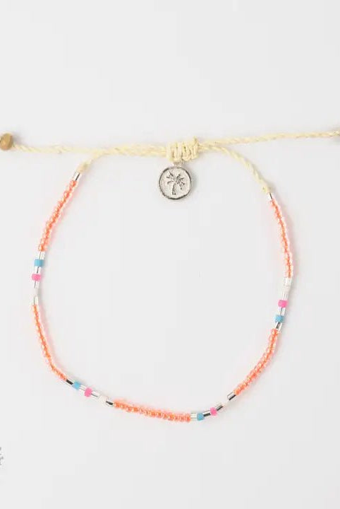 Rose & Lee Co Nusa Dainty Beaded Bracelet, Peach Bracelets