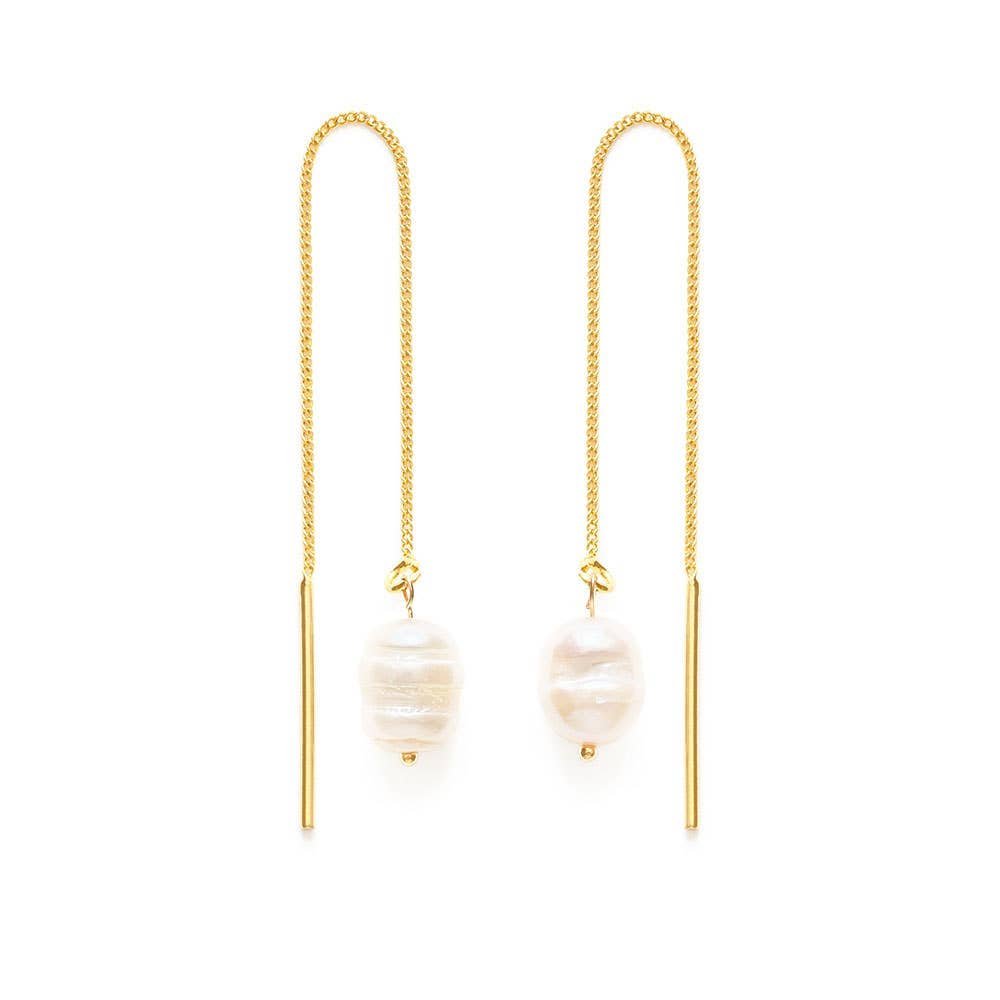 Rose & Lee Co Pearl Threader Earrings Earrings
