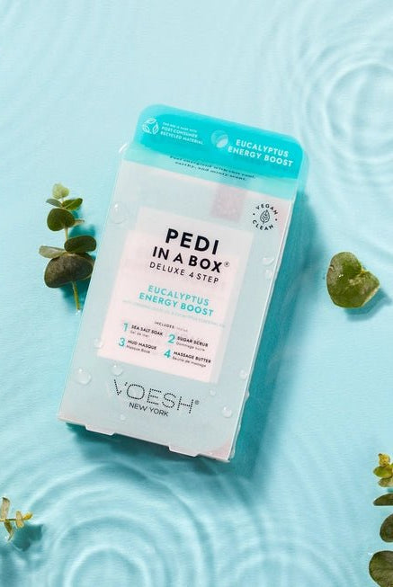 Rose & Lee Co Pedi in a Box Deluxe 4 Step, Eucalyptus Energy Boost Bath & Body