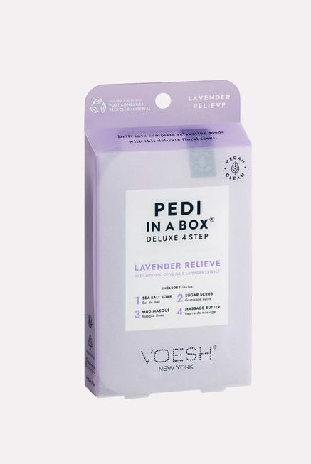 Rose & Lee Co Pedi in a Box Deluxe 4 Step, Lavender Relieve Bath & Body