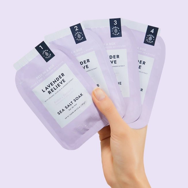 Rose & Lee Co Pedi in a Box Deluxe 4 Step, Lavender Relieve Bath & Body