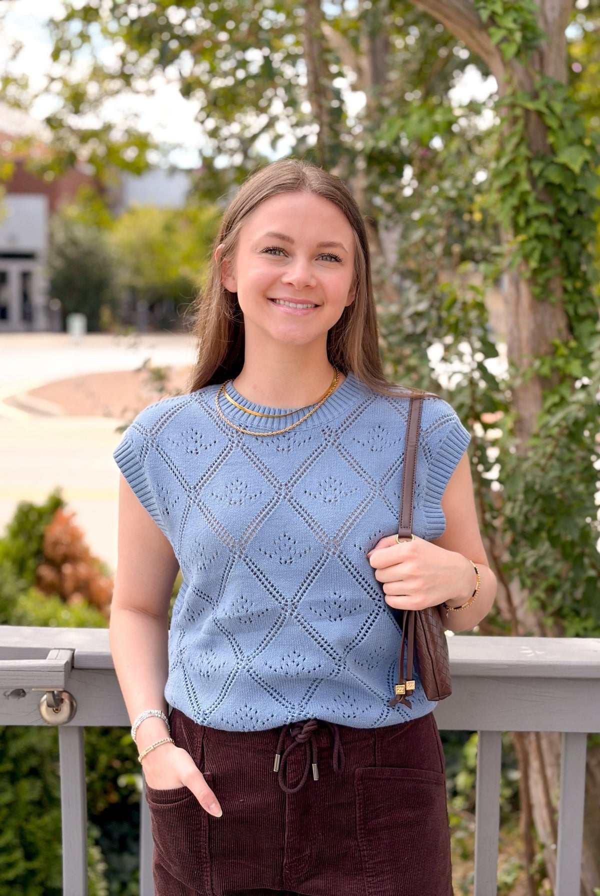 Rose & Lee Co Percy Sweater Vest, Denim Blue Tanks