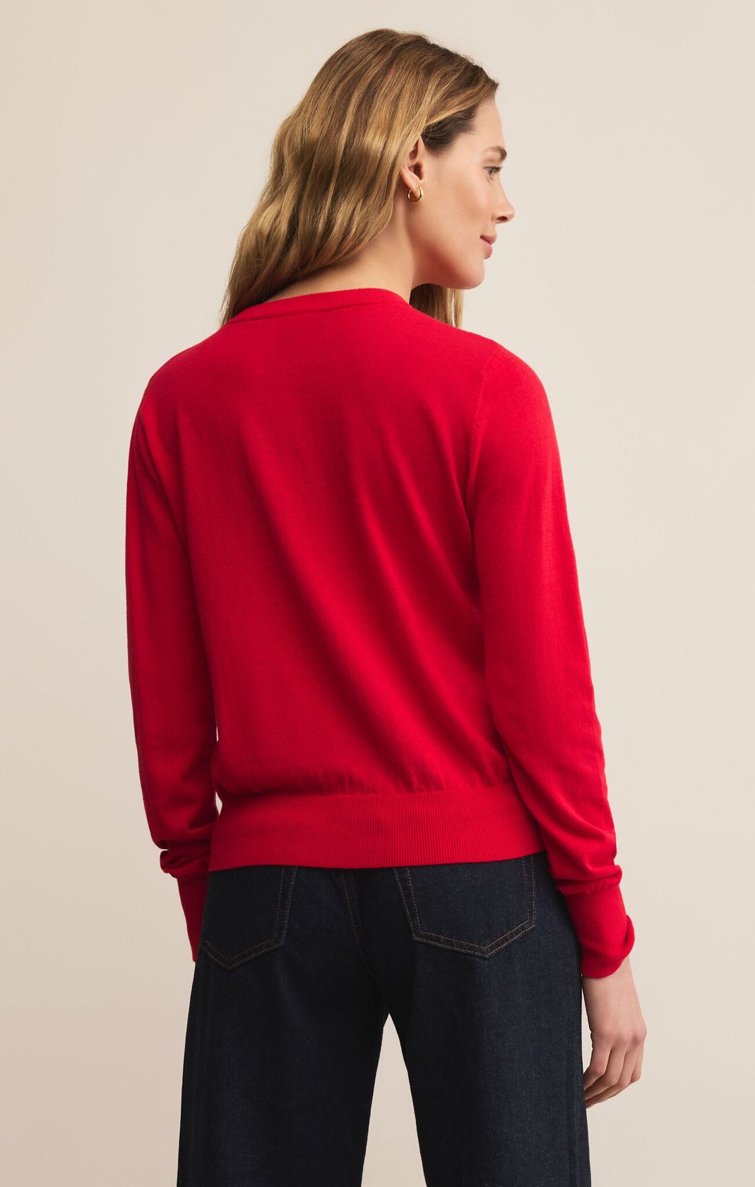 Red Long Sleeve Lightweight Sweater