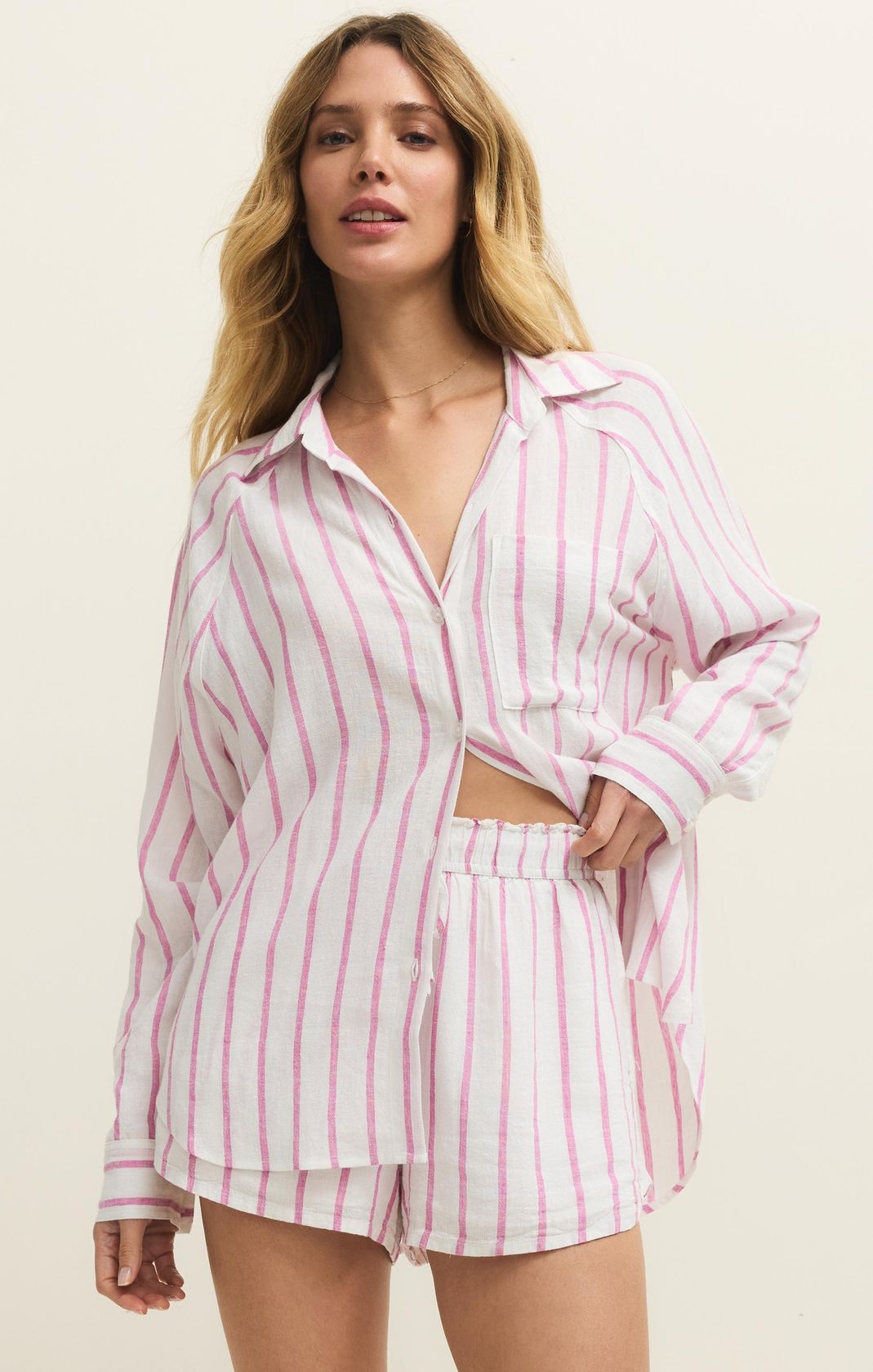 Rose & Lee Co Perfect Line Top, Spanish Rose by Z Supply Long Sleeve