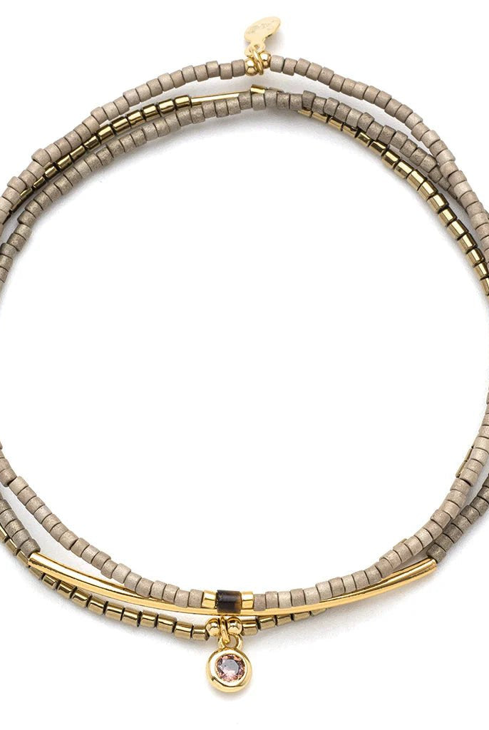 Rose & Lee Co Tonal Chromacolor Miyuki Trio Bracelet, Pewter/Gold Bracelets