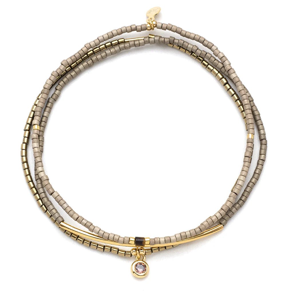 Rose & Lee Co Tonal Chromacolor Miyuki Trio Bracelet, Pewter/Gold Bracelets
