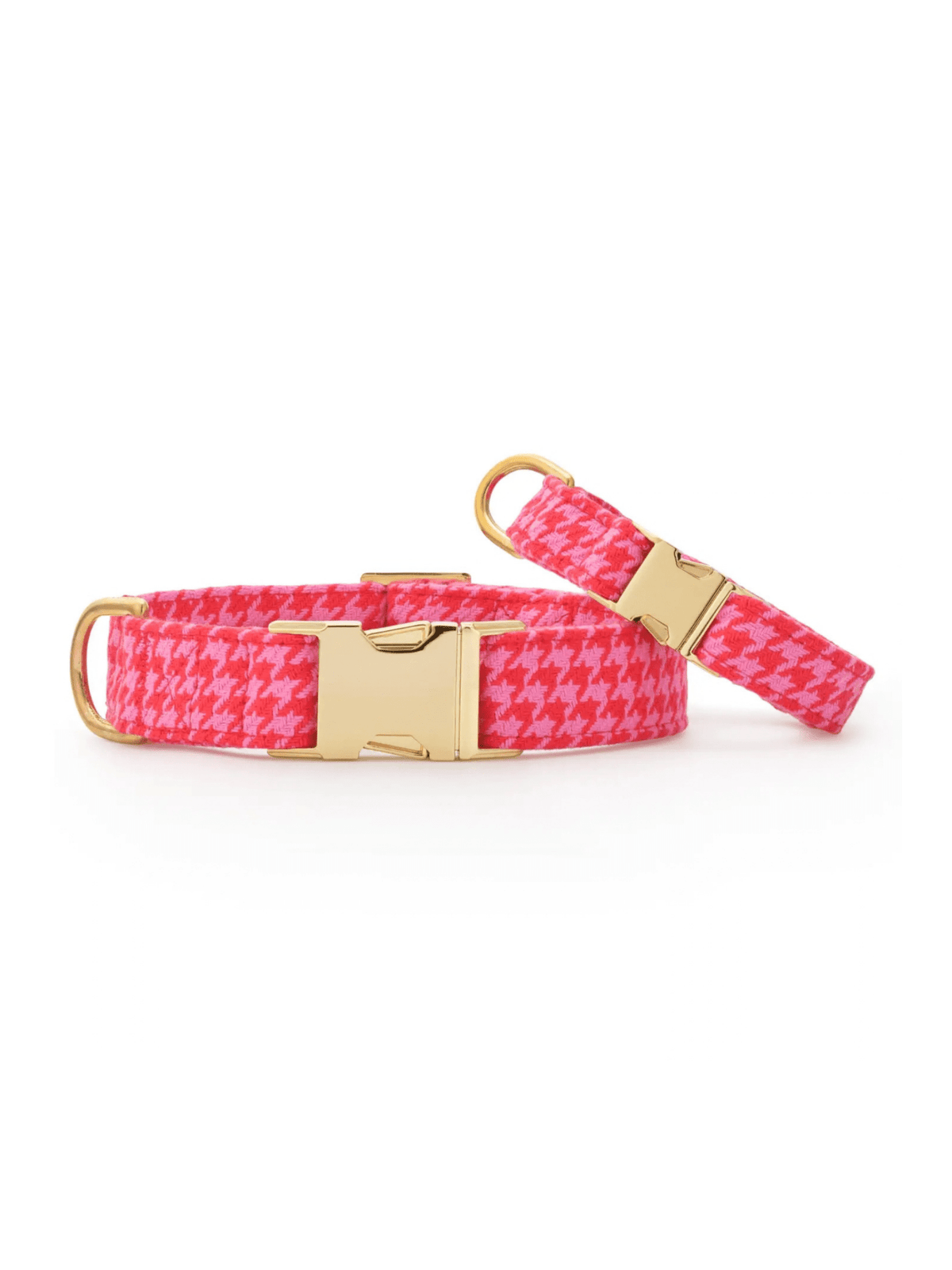 Rose & Lee Co The Foggy Dog Collar, Pink & Red Houndstooth Pets