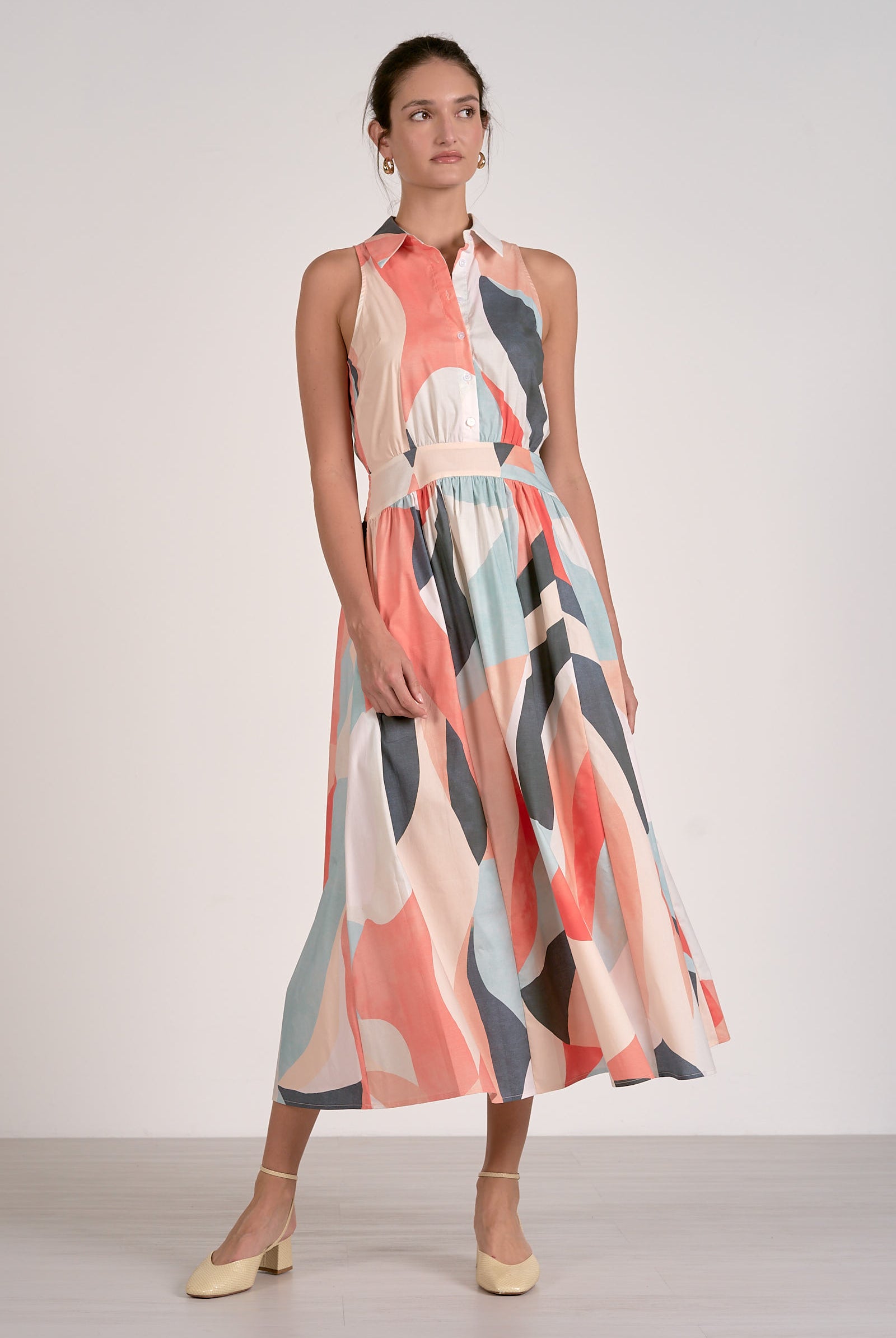 Multi Colored Abstract Midi Dress
