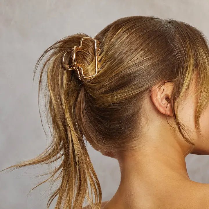 Rose & Lee Co Open Shape Puffy Claw Clip, Gold Hair