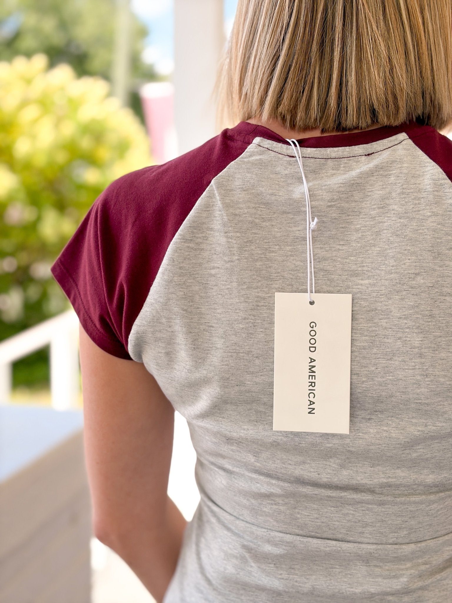 Rose & Lee Co The Raglan Tee, Vintage Grey by Good American short sleeve