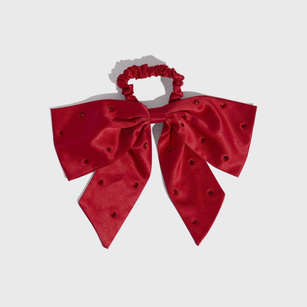 Red Bow Rhinestone Scrunchie