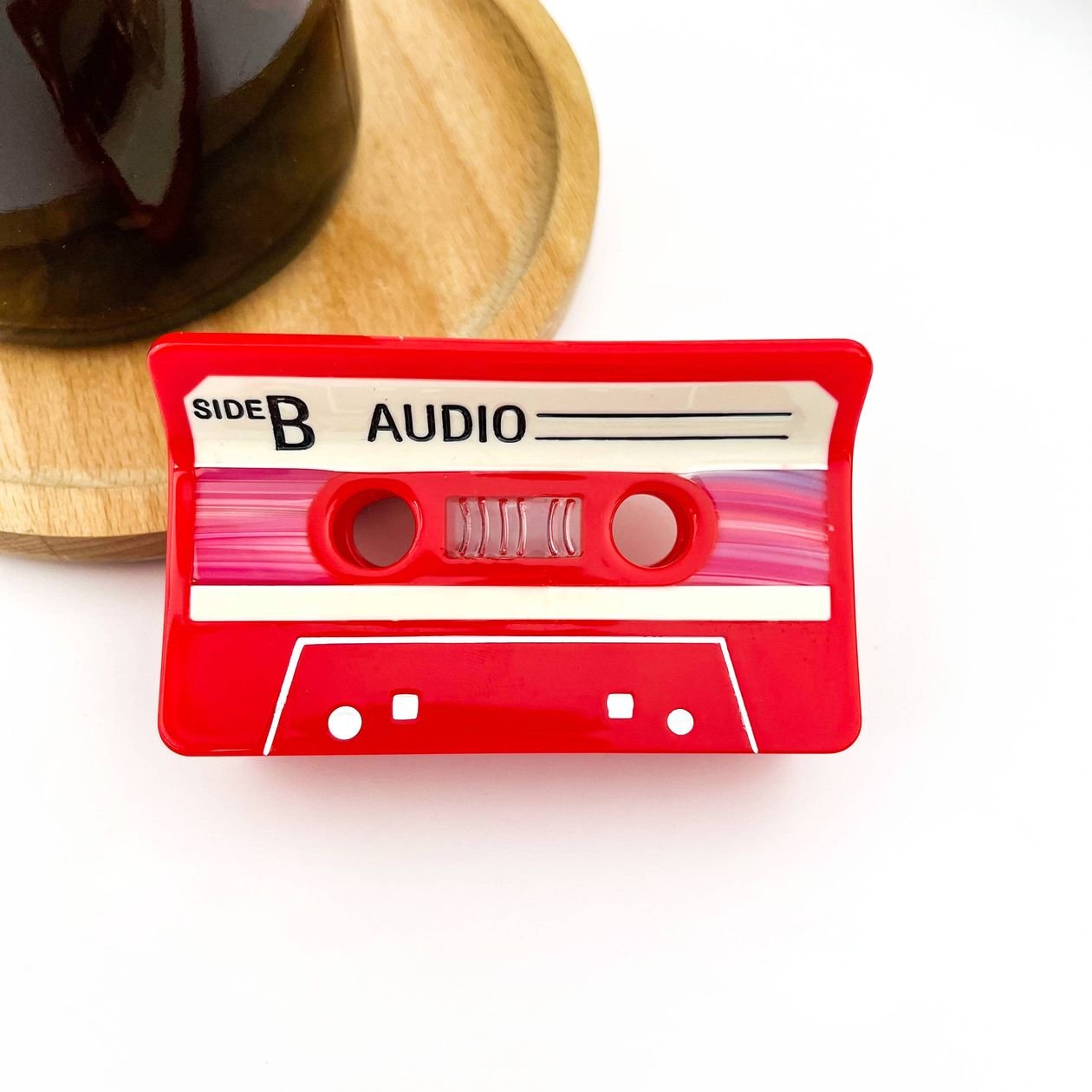 Rose & Lee Co Red Cassette Tape Claw Clip Accessories