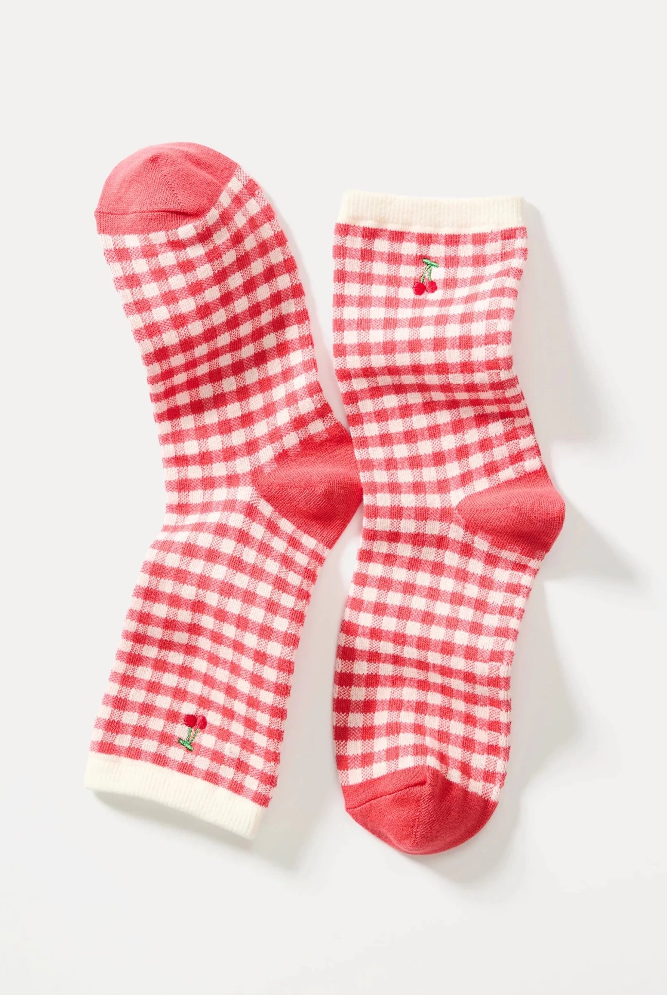 Rose & Lee Co Hi - Ankle Crew Sock, Red Gingham by Marine Layer Accessories