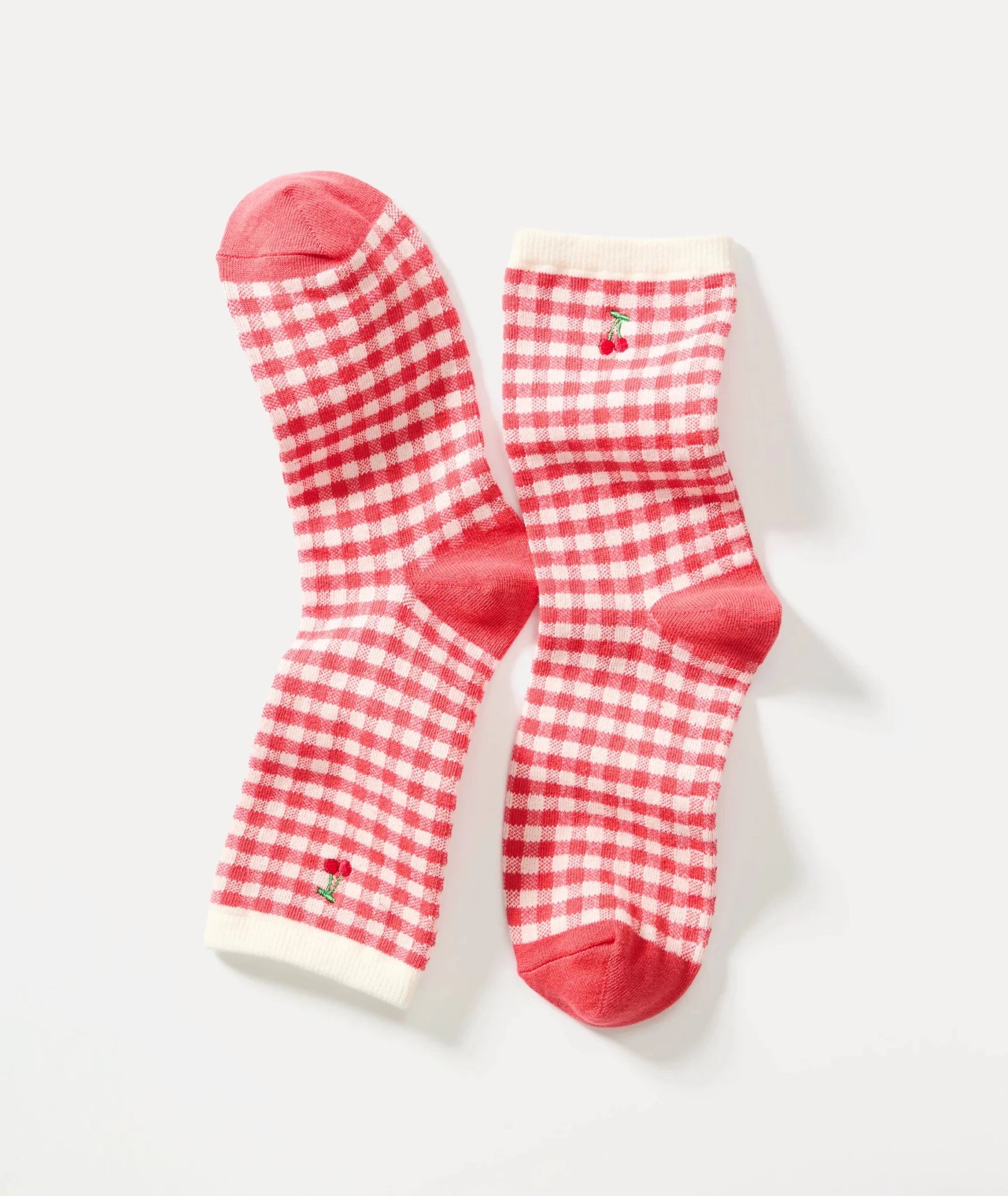 Rose & Lee Co Hi - Ankle Crew Sock, Red Gingham by Marine Layer Accessories