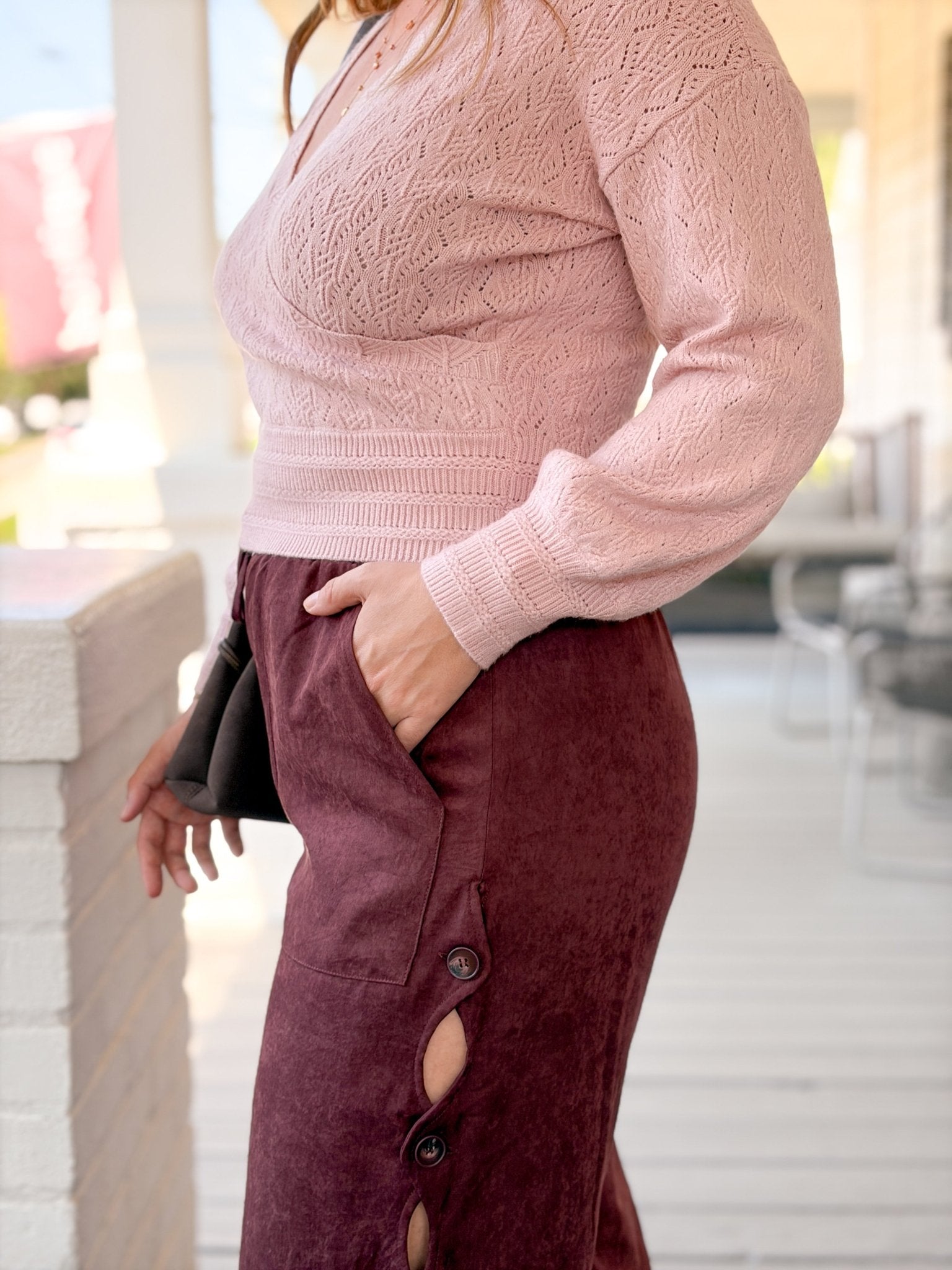 Rose & Lee Co Rhea Pants, Eggplant Pants