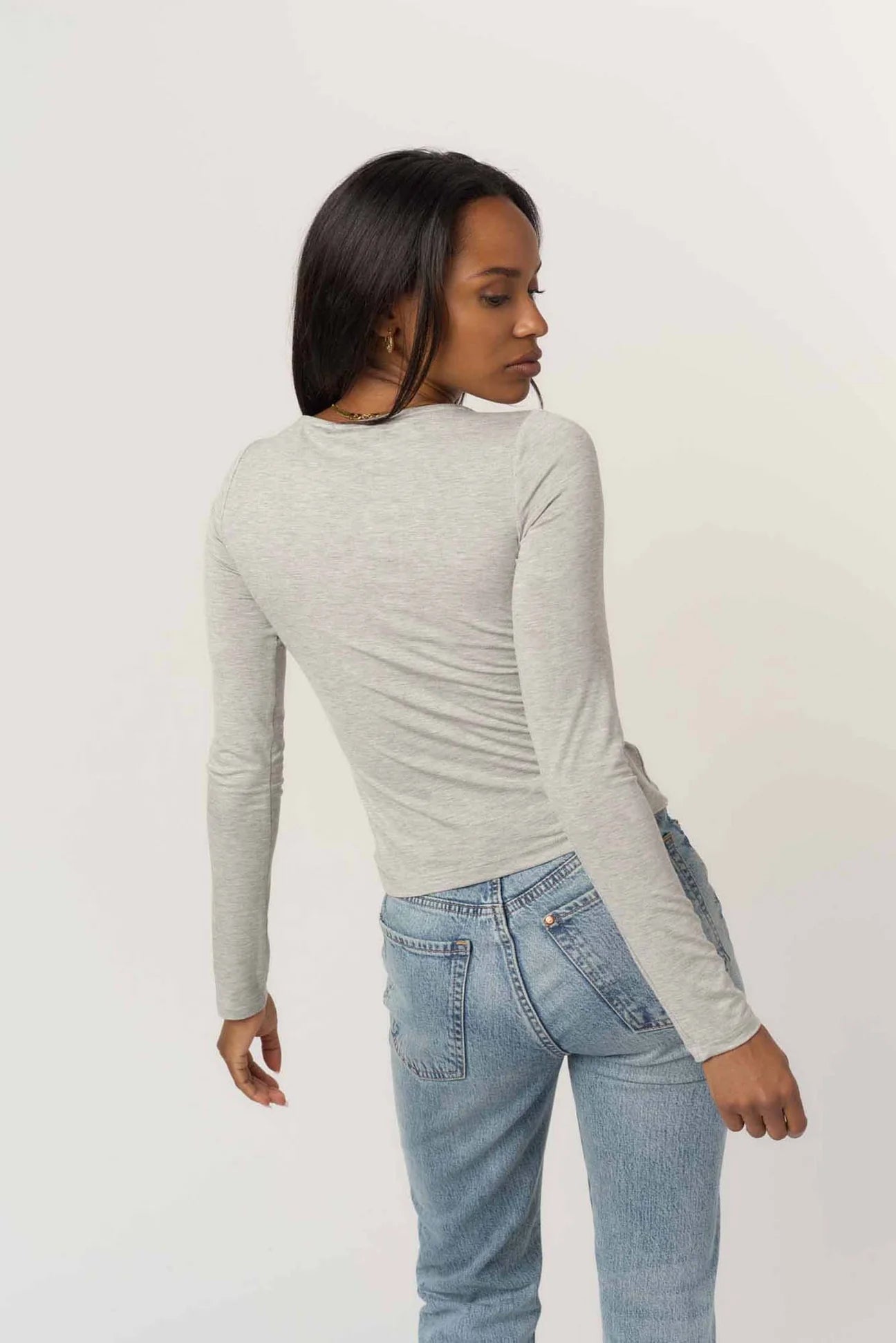 Grey Long Sleeve Asymmetrical Top