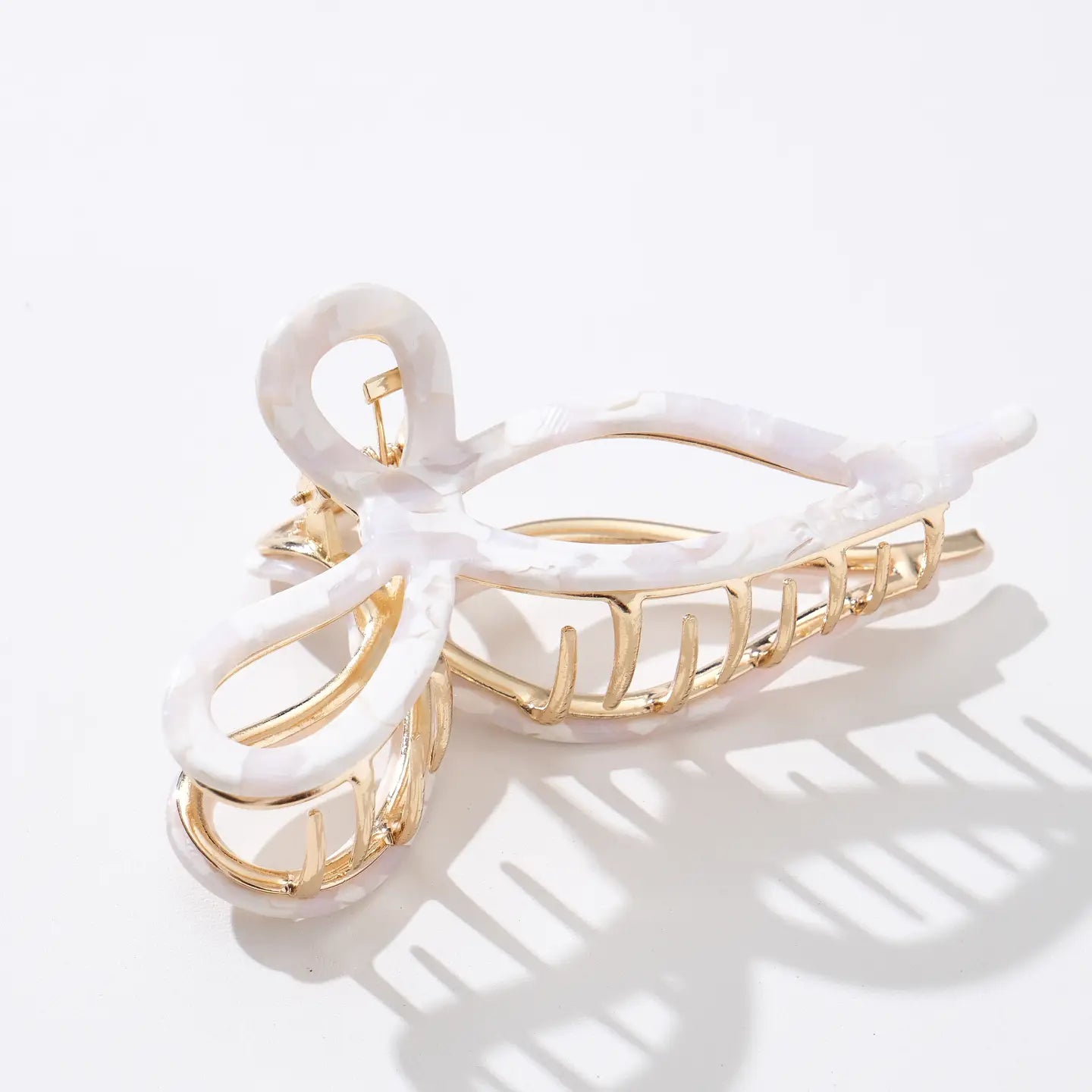 White Holiday Bow Claw Clips