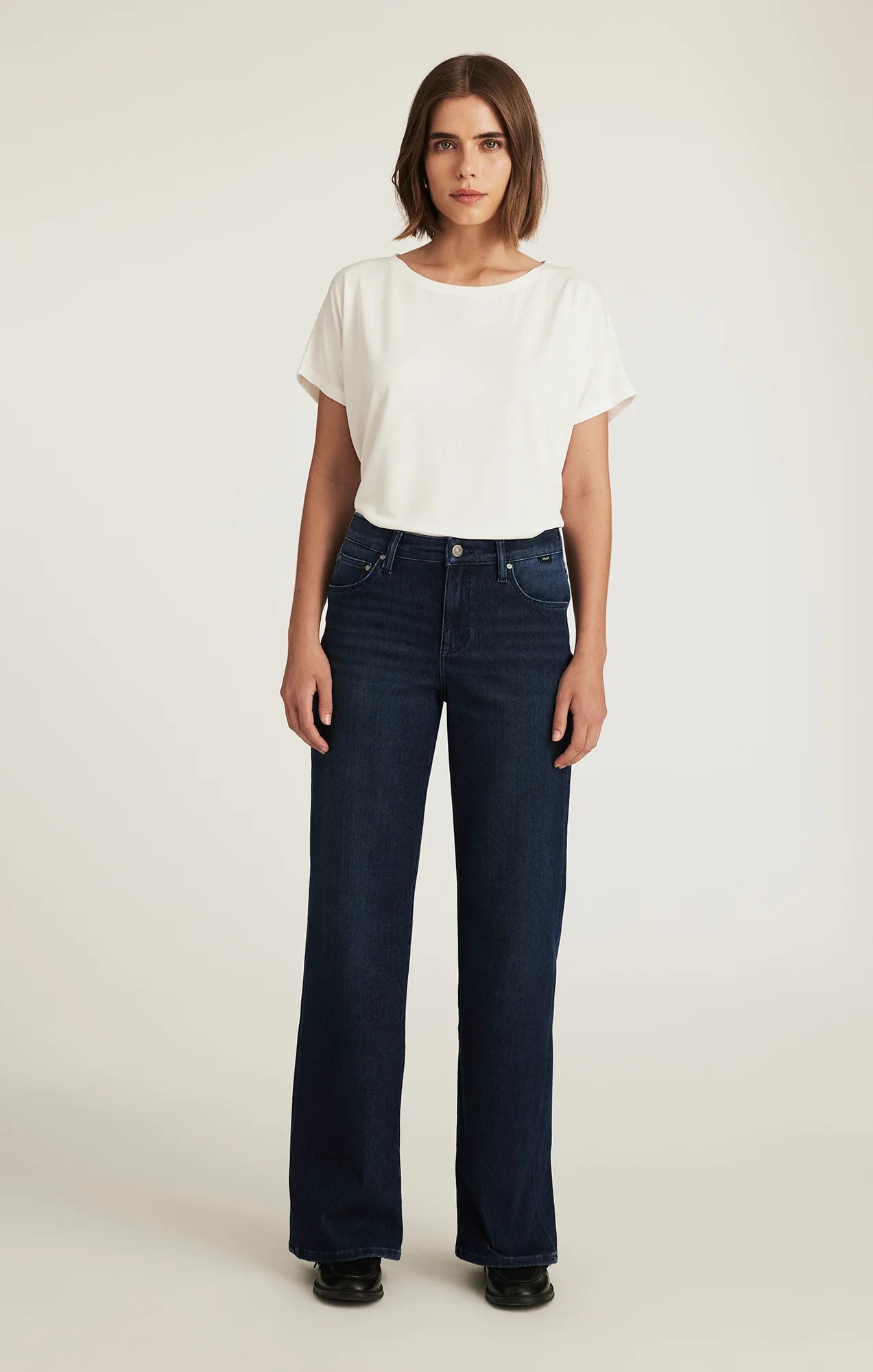 Dark Blue Straight Leg Denim Jeans