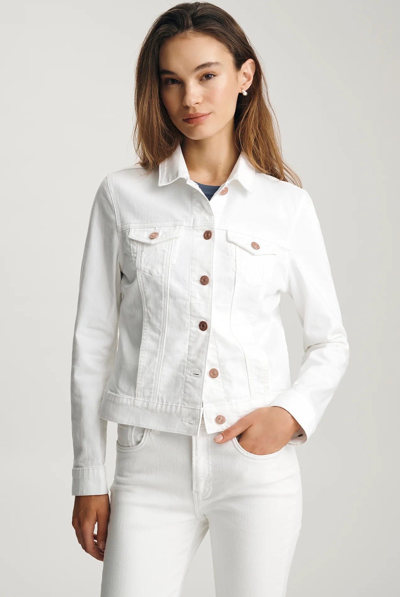 Rose & Lee Co Samantha Jacket, White Flex Blue by Mavi Jeans Jackets