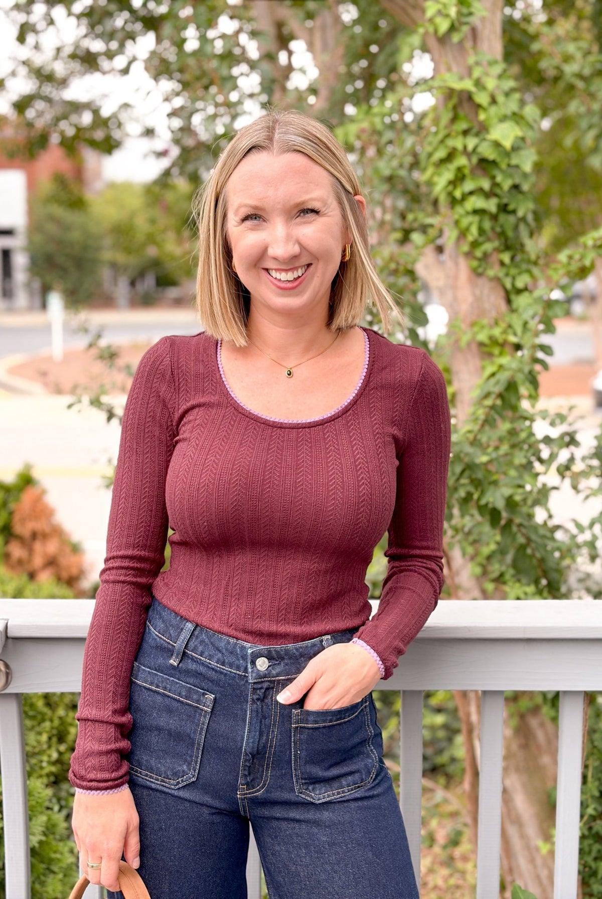 Rose & Lee Co Samira Top, Purple Long Sleeve