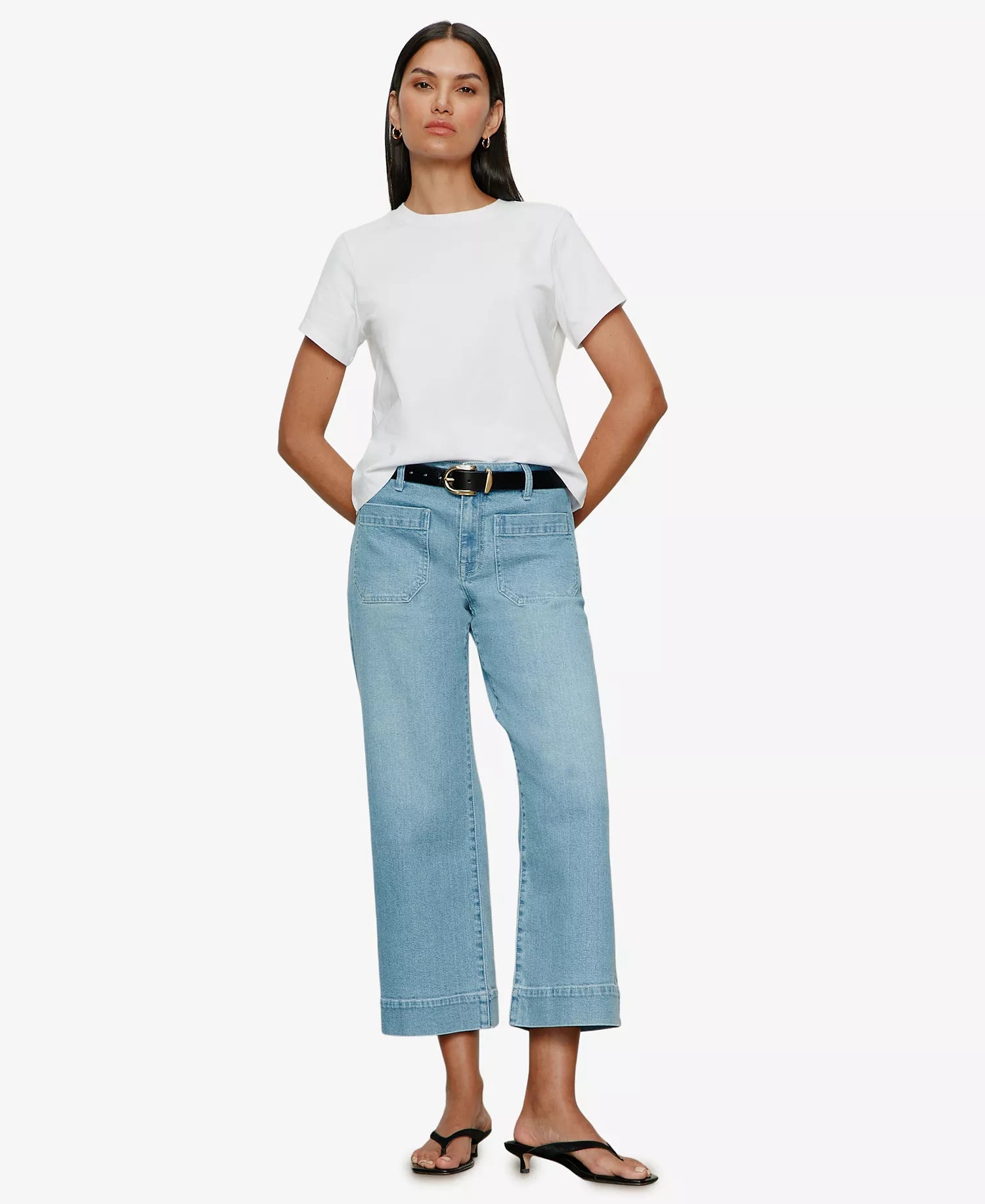 standard rise, cropped, lightweight denim