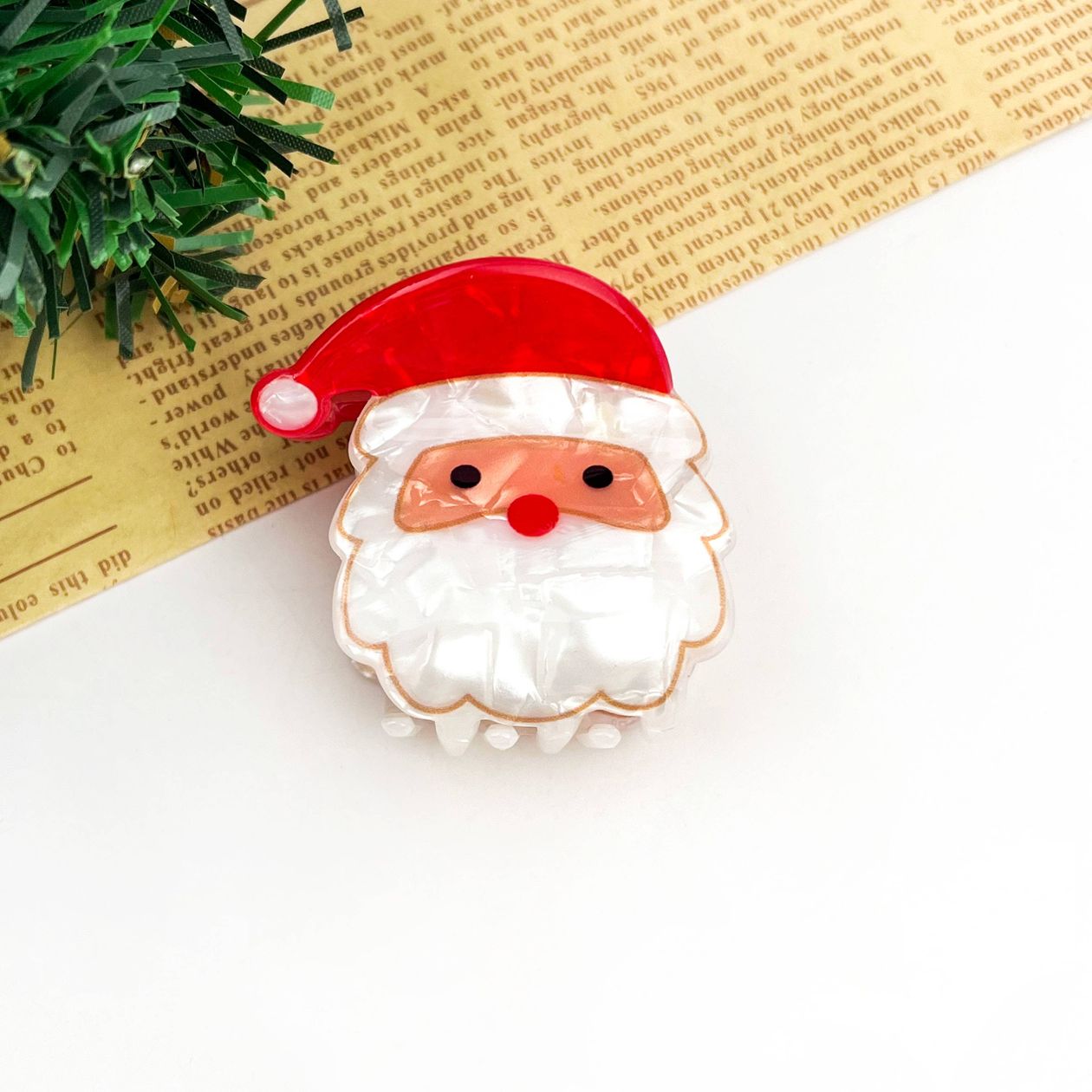 Santa Claus Face Hair Claw Clip