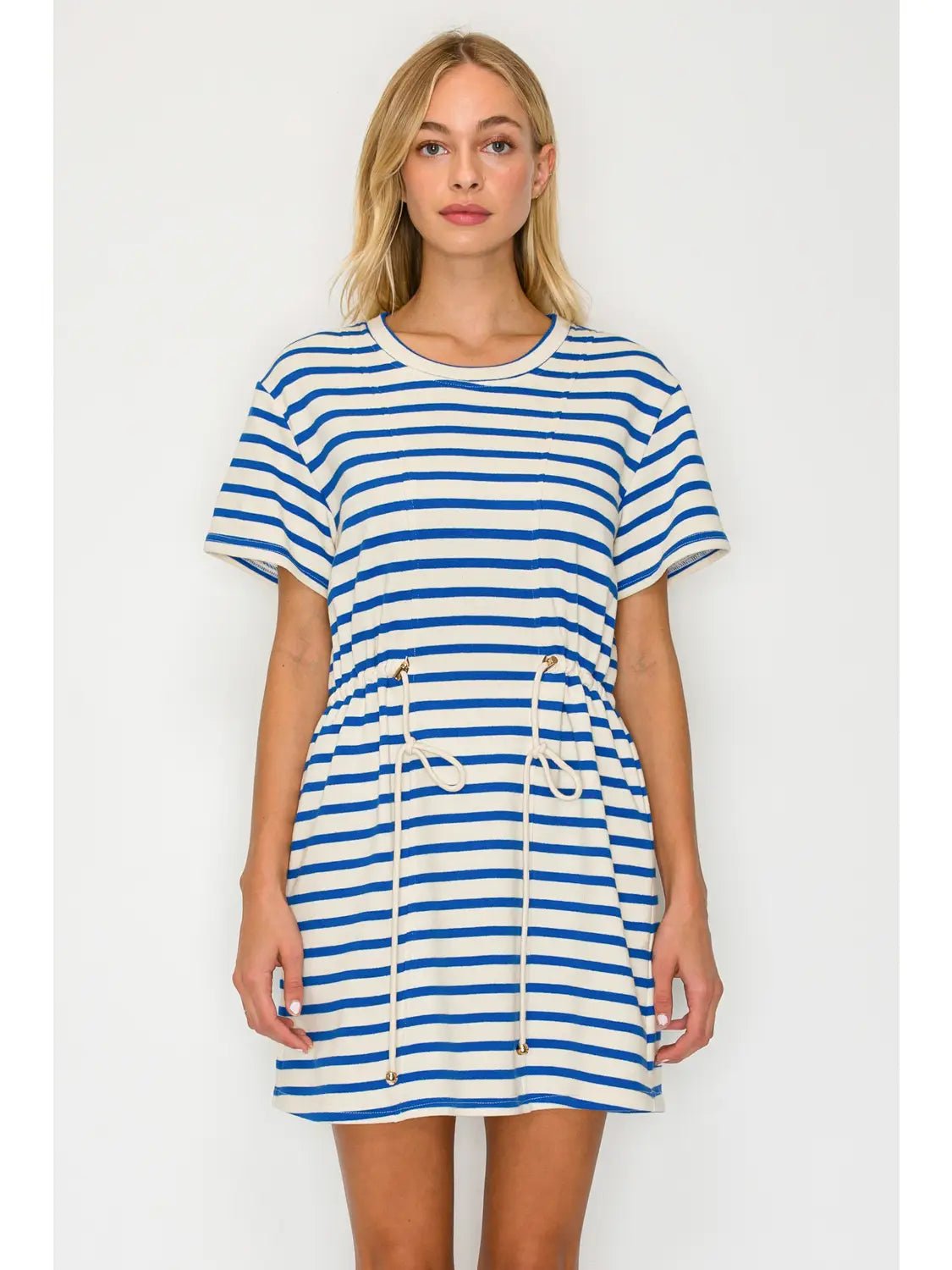Rose & Lee Co Sapphire Waves Dress, Blue/White Casual Dresses