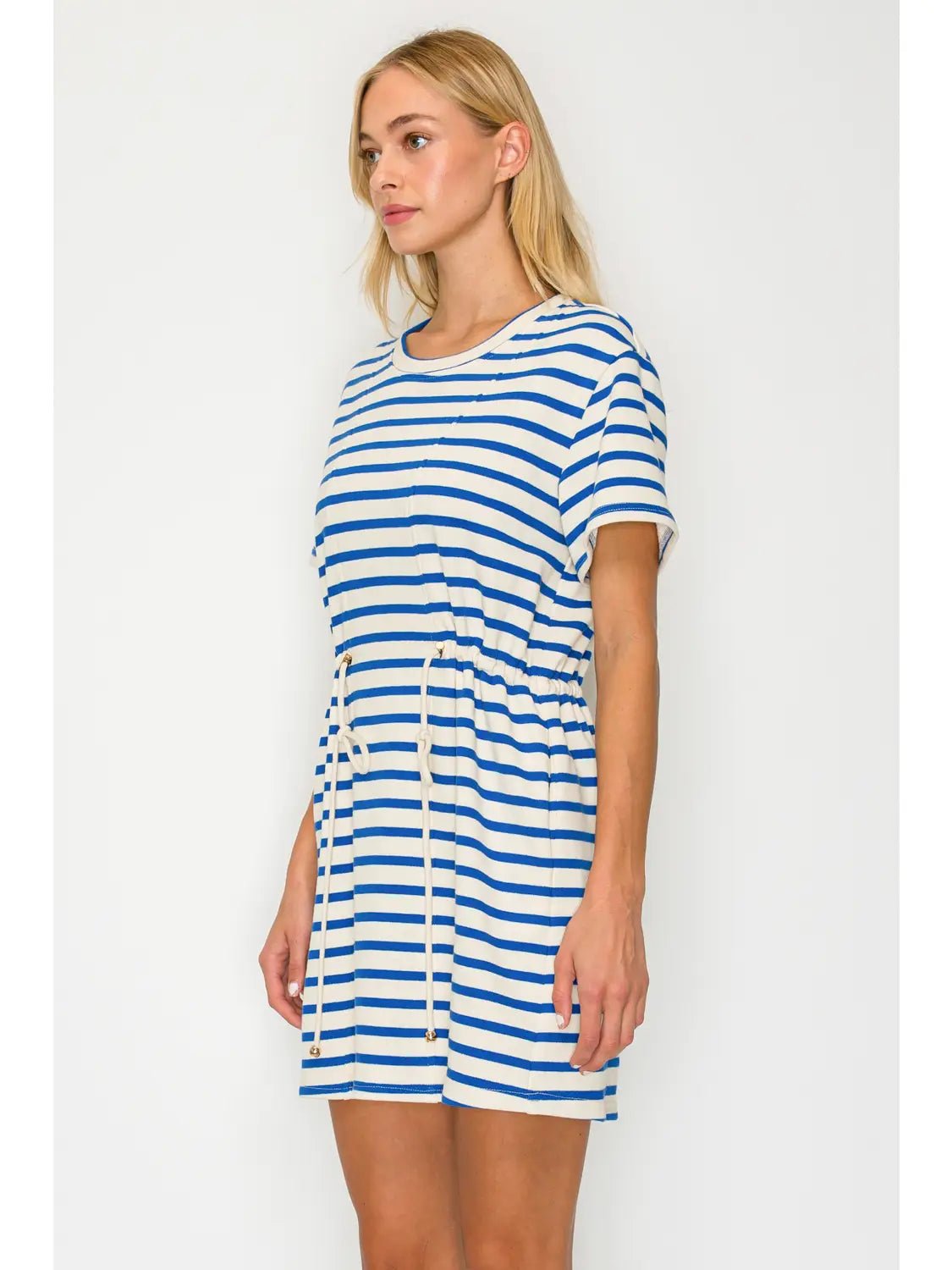 Rose & Lee Co Sapphire Waves Dress, Blue/White Casual Dresses