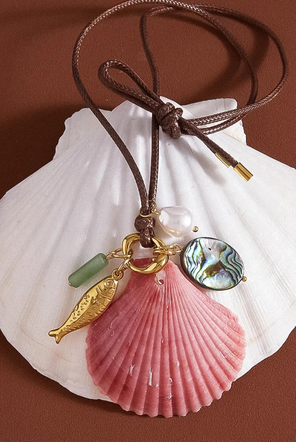 Rose & Lee Co Sassari Shell Charm Necklace, 18k Gold Necklaces