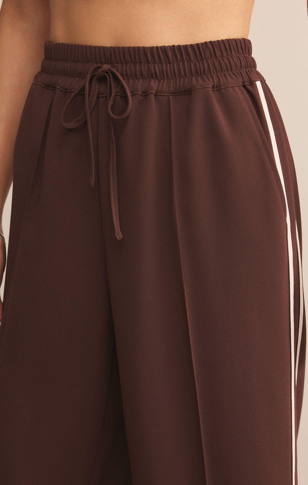Burgundy Wide Leg Track Pants