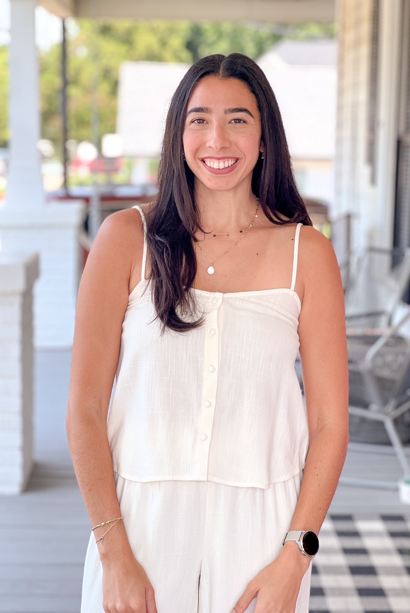 white tank with button up front detaii