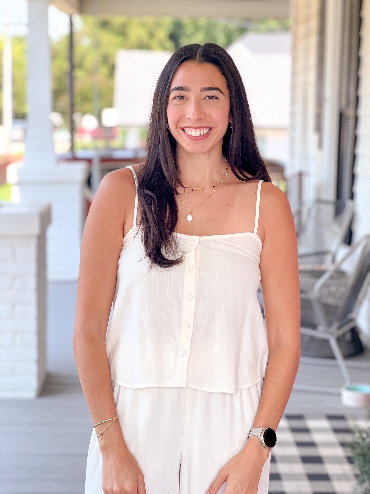 white tank with button up front detaii