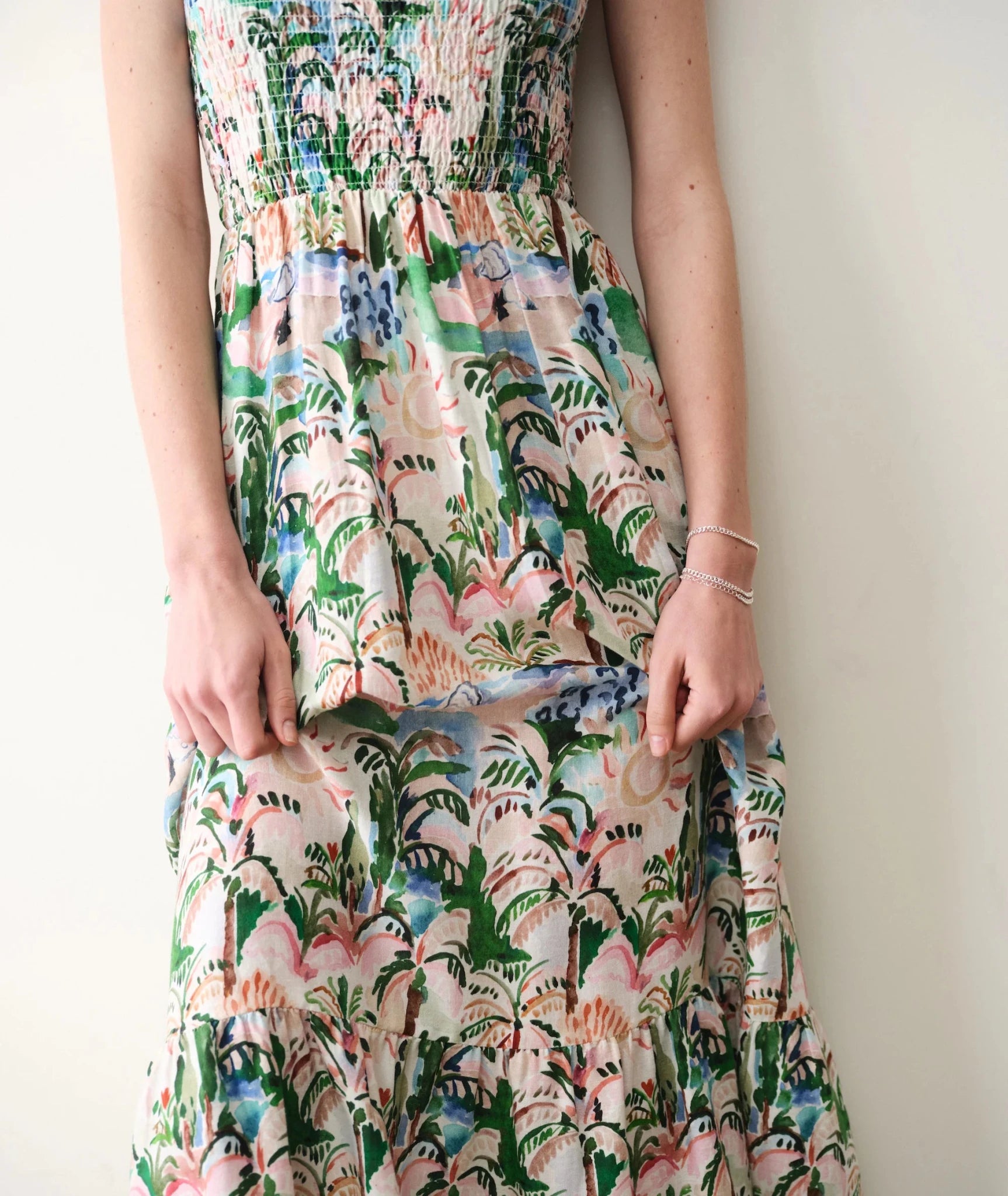 Rose & Lee Co Selene Dress, Watercolor Palm by Marine Layer Casual Dresses