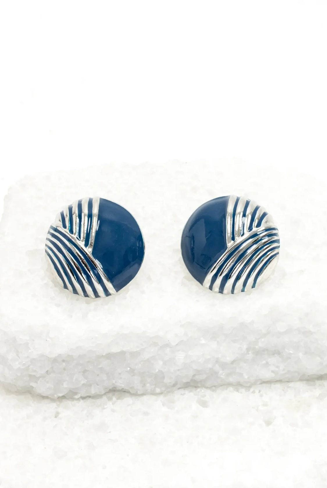 Rose & Lee Co Serenity Wave Earrings, Silver & Cobalt Blue Earrings