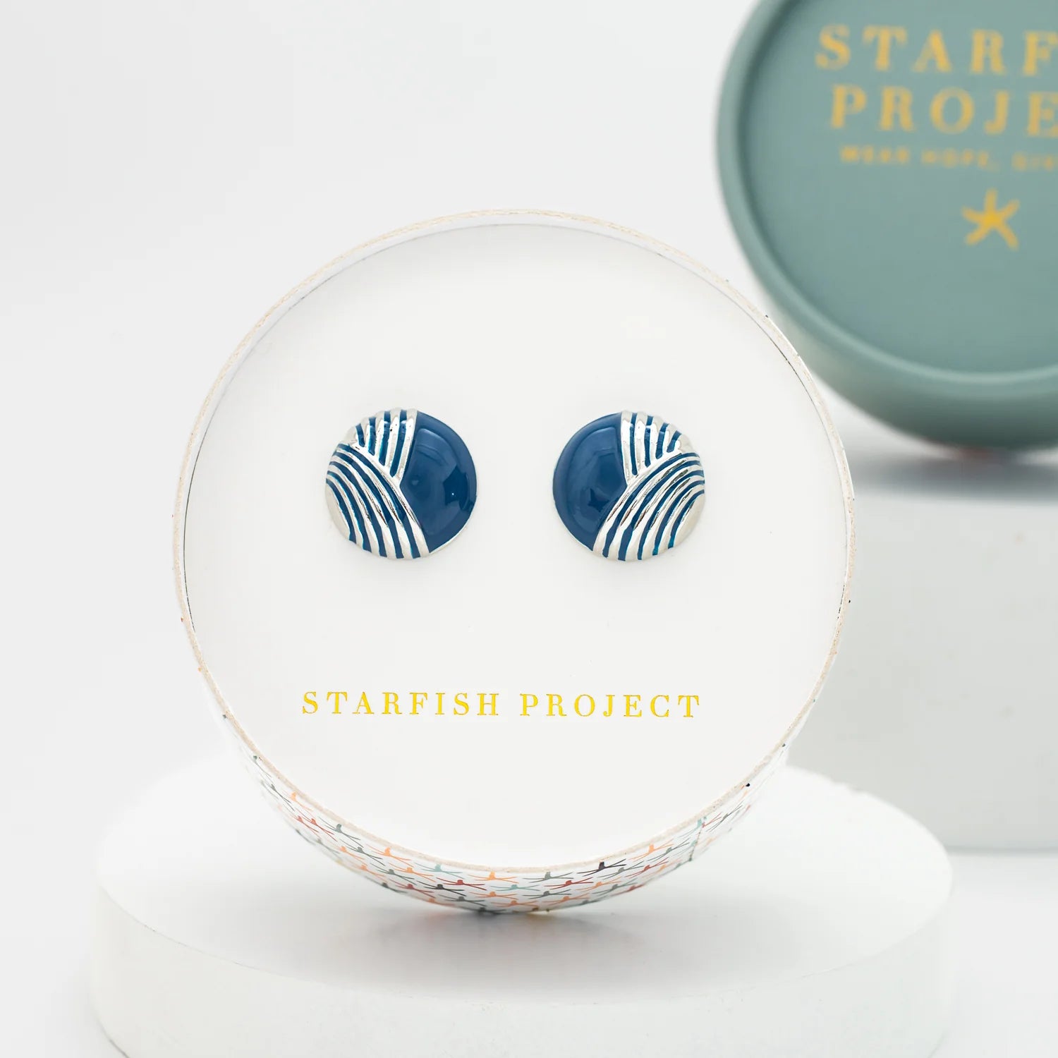 Rose & Lee Co Serenity Wave Earrings, Silver & Cobalt Blue Earrings