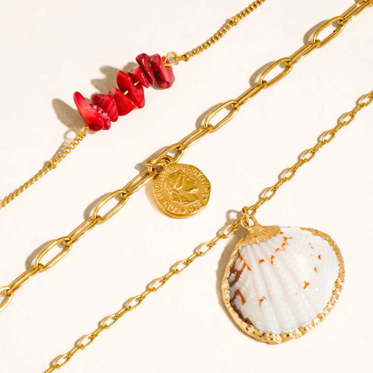 Rose & Lee Co Shellee Layered Necklace, 18k Gold Necklaces