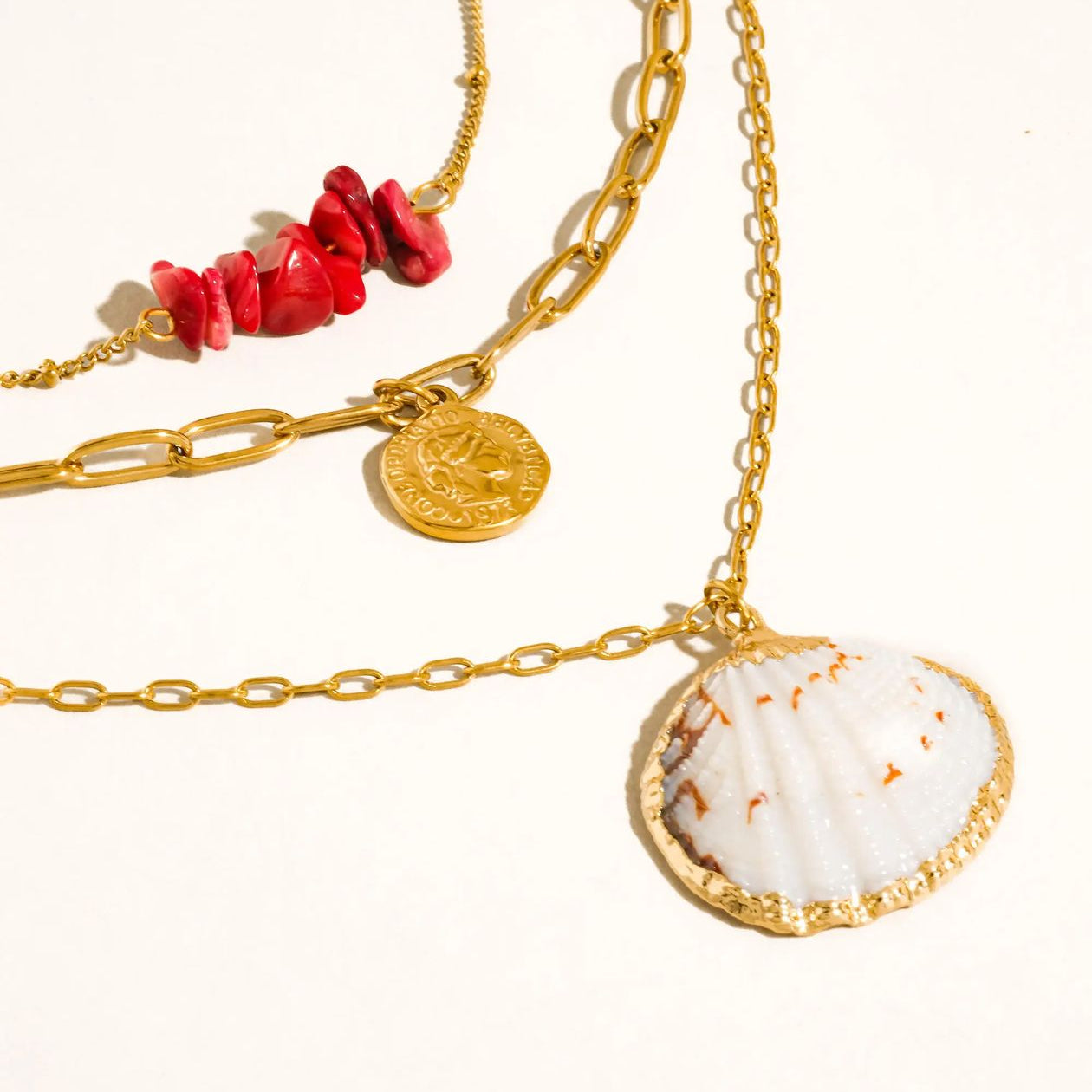 Rose & Lee Co Shellee Layered Necklace, 18k Gold Necklaces