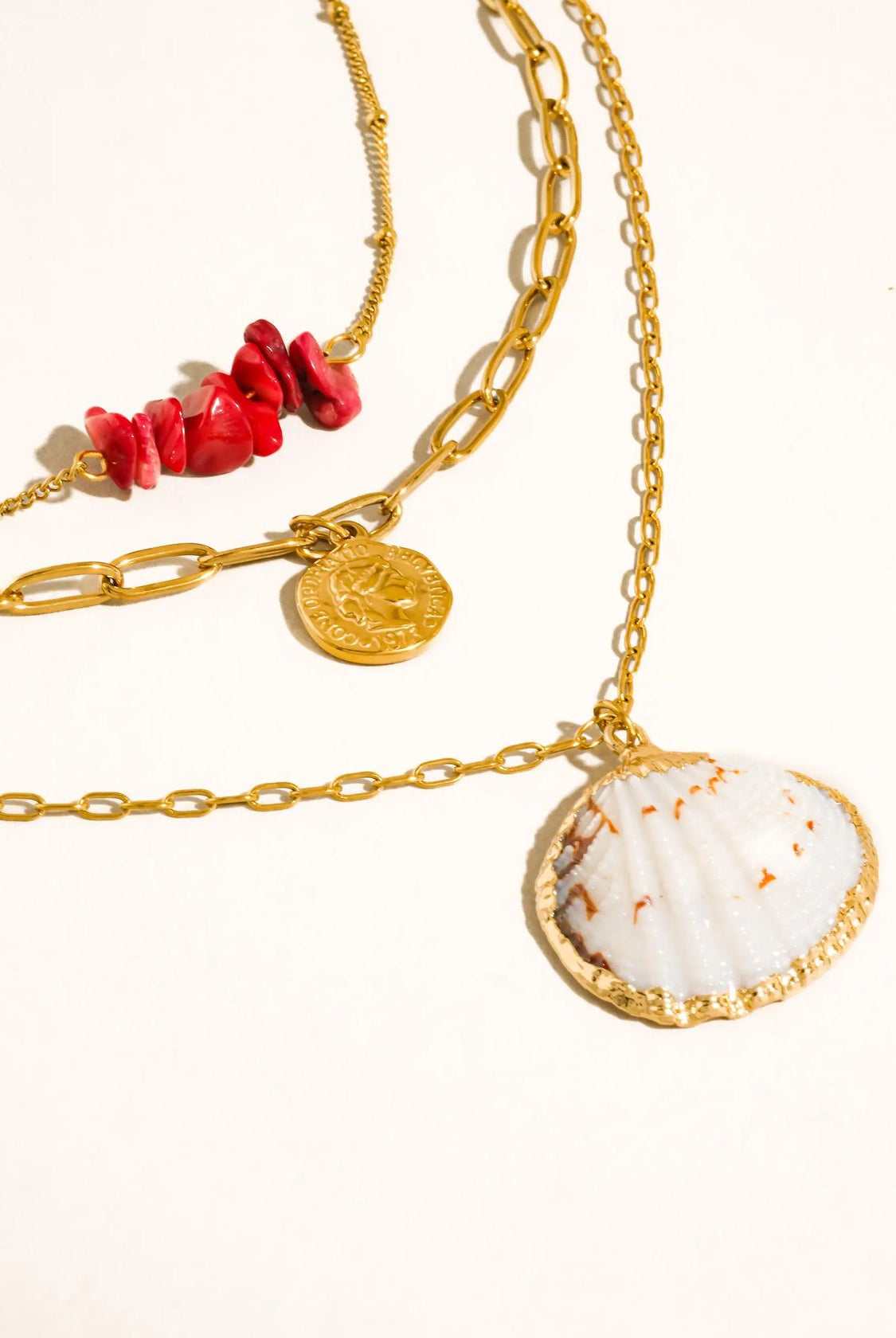 Rose & Lee Co Shellee Layered Necklace, 18k Gold Necklaces