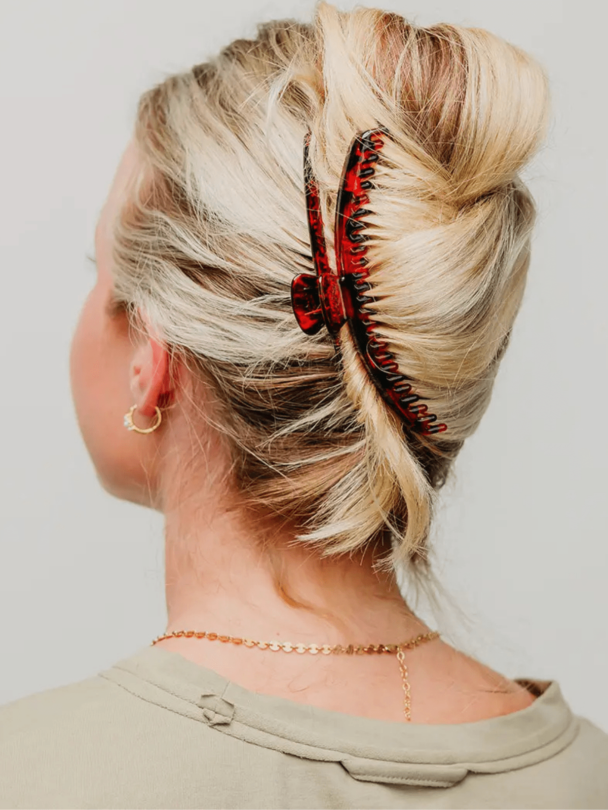 Rose & Lee Co Shiny Hold Everything Claw Clip, Dark Tortoise Hair
